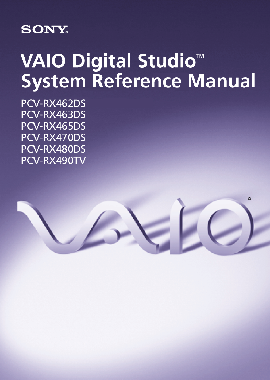 Sony Pcv Rx490Tv Reference Guide RX380DS