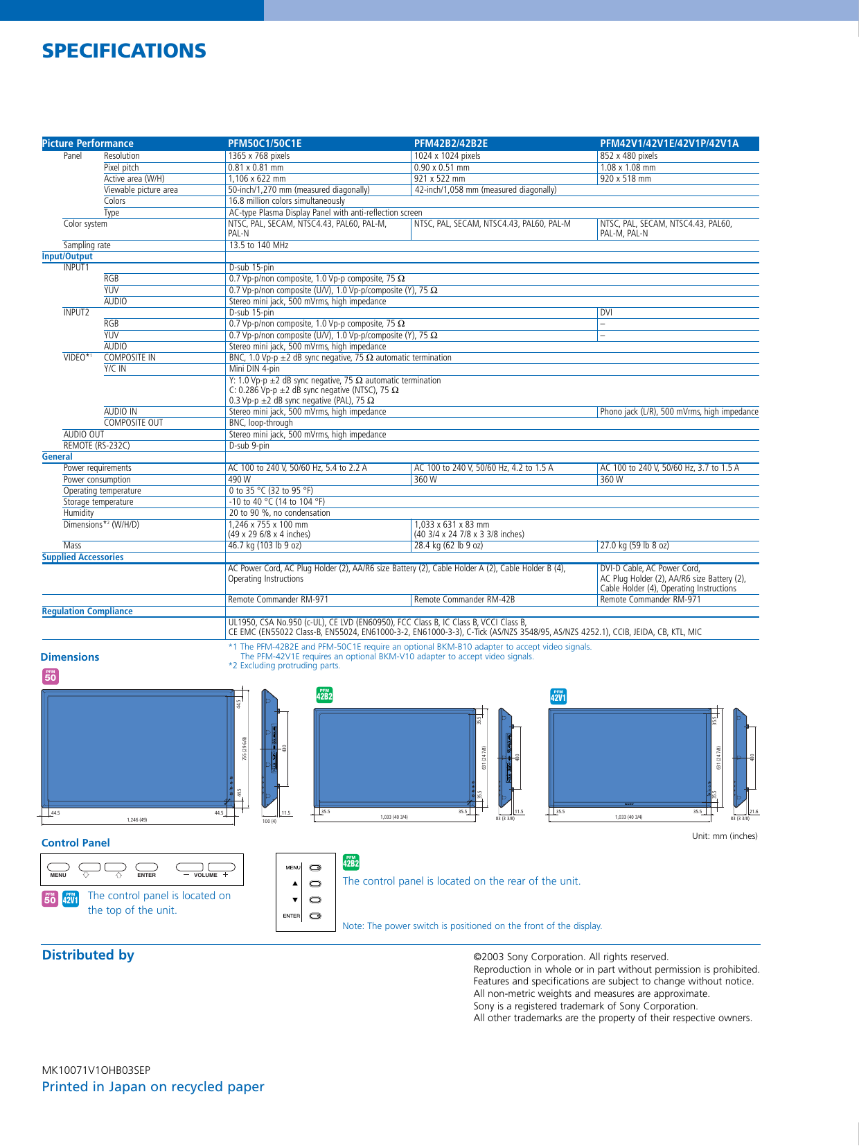 Page 6 of 6 - Sony Sony-Pfm-42B2-Users-Manual- MK10071V1  Sony-pfm-42b2-users-manual
