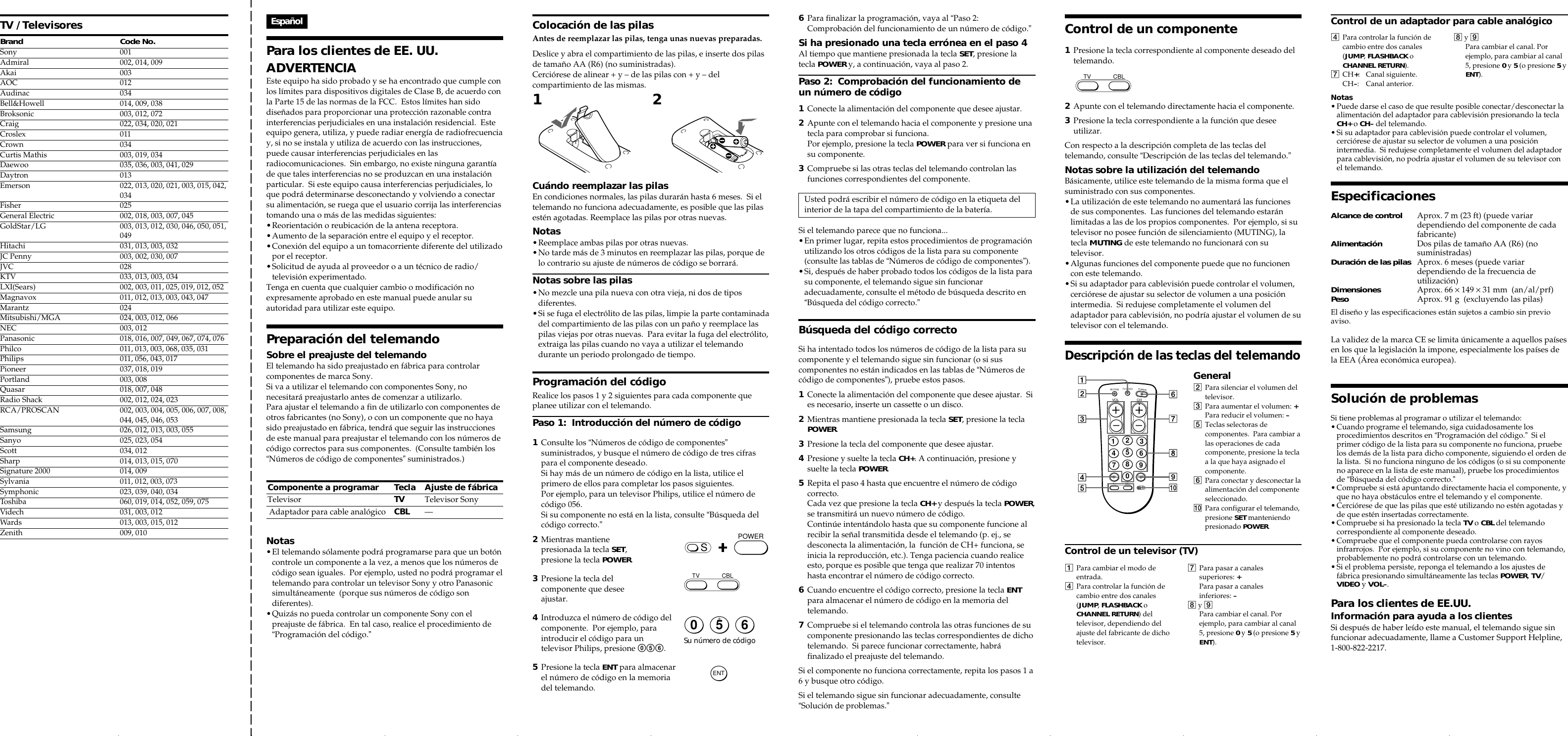 Page 2 of 2 - Sony Sony-Rm-Ez2-Users-Manual- RM-EZ2  Sony-rm-ez2-users-manual