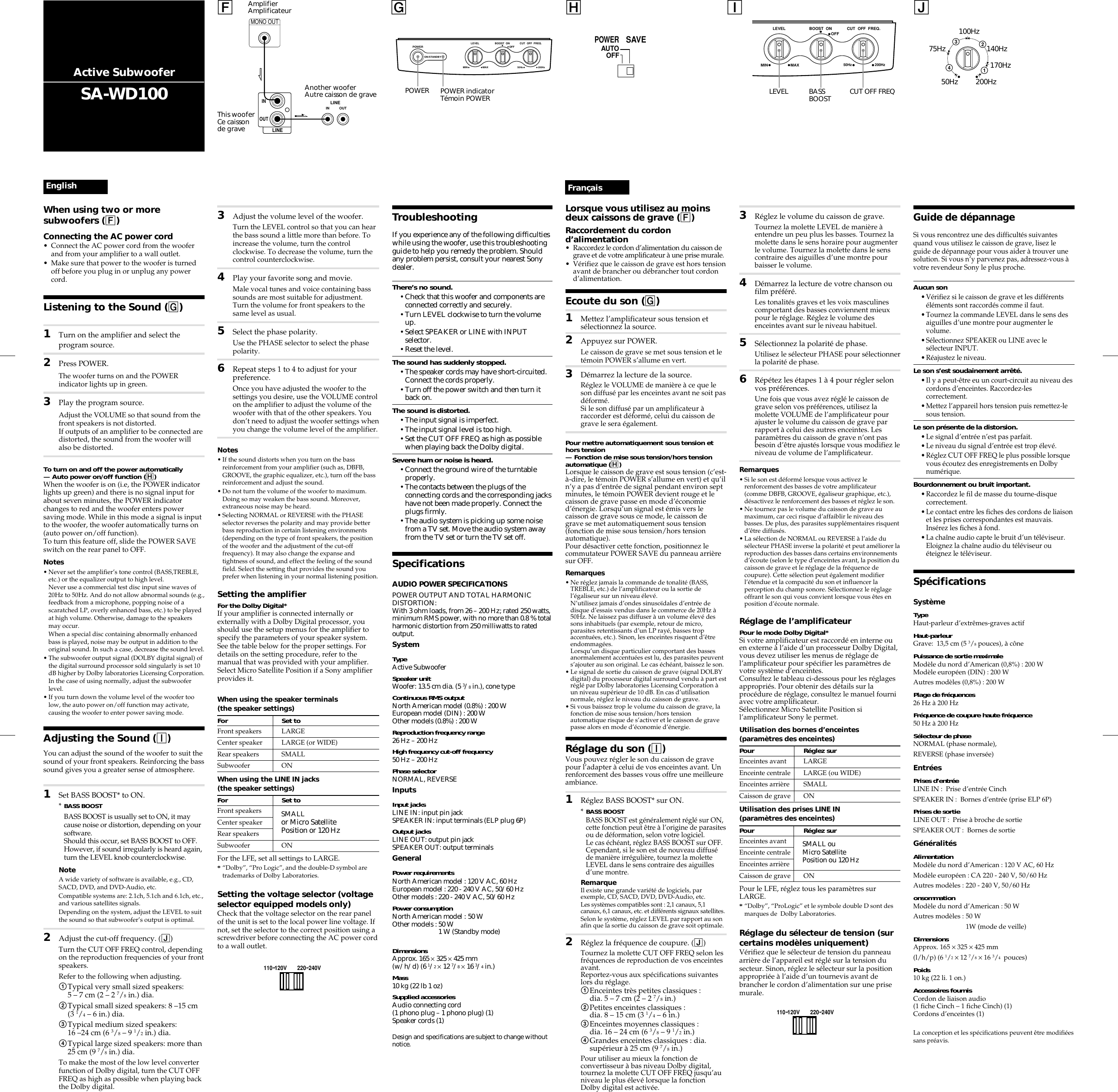 Page 2 of 2 - Sony Sony-Sa-Wd100-Users-Manual- SA-WD100  Sony-sa-wd100-users-manual