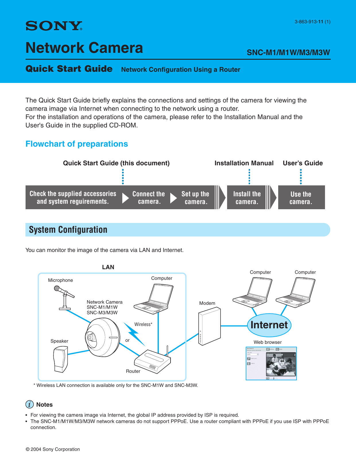 Page 1 of 8 - Sony Sony-Snc-M3-Users-Manual- SNC-M1/M1W/M3/M3W Sony-snc-m3-users-manual
