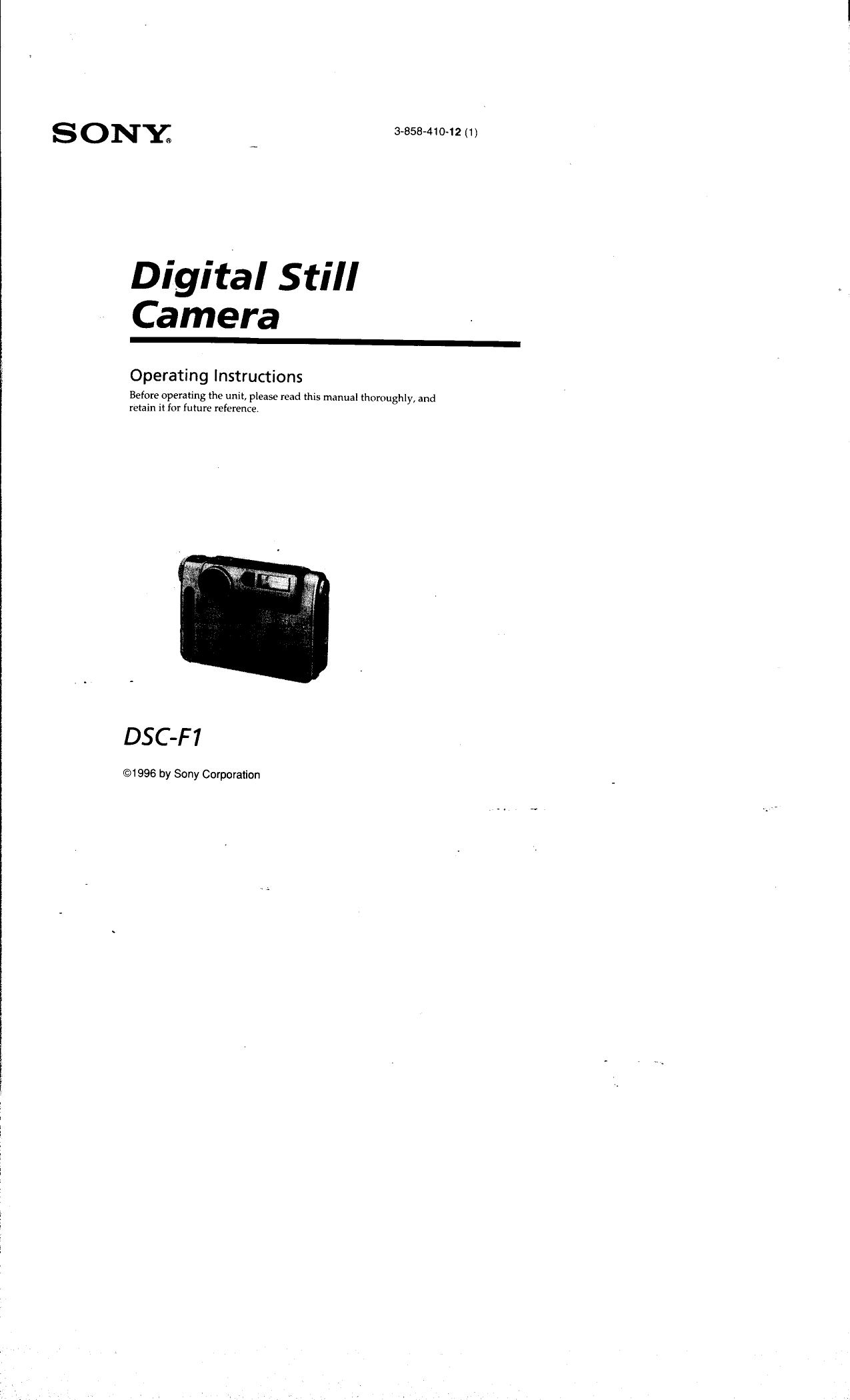 Sony Camcorder Dsc F1 Users Manual
