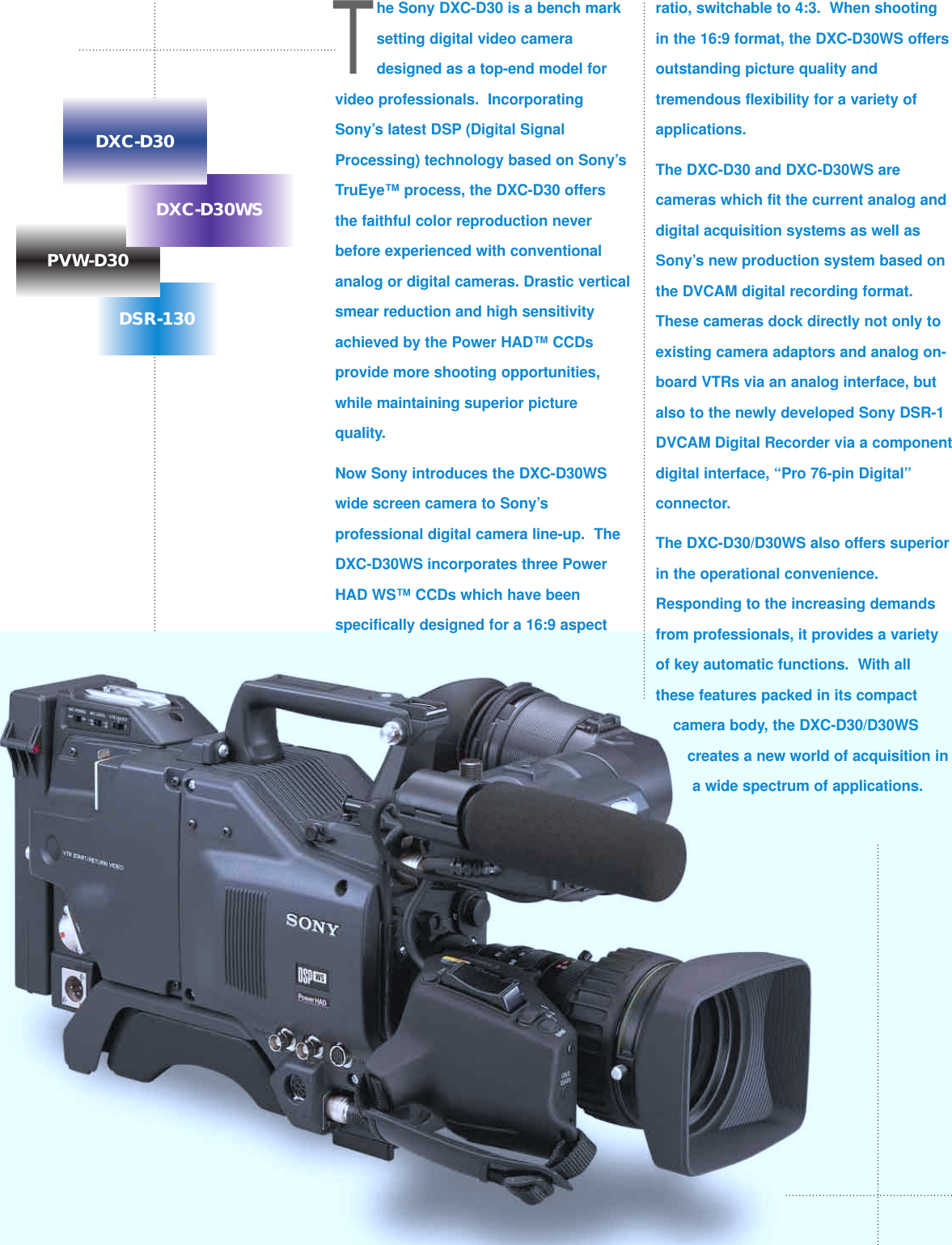 Page 2 of 12 - Sony Sony-Sony-Camcorder-Dxc-D30-Users-Manual- DXC-30 (NTSC)  Sony-sony-camcorder-dxc-d30-users-manual