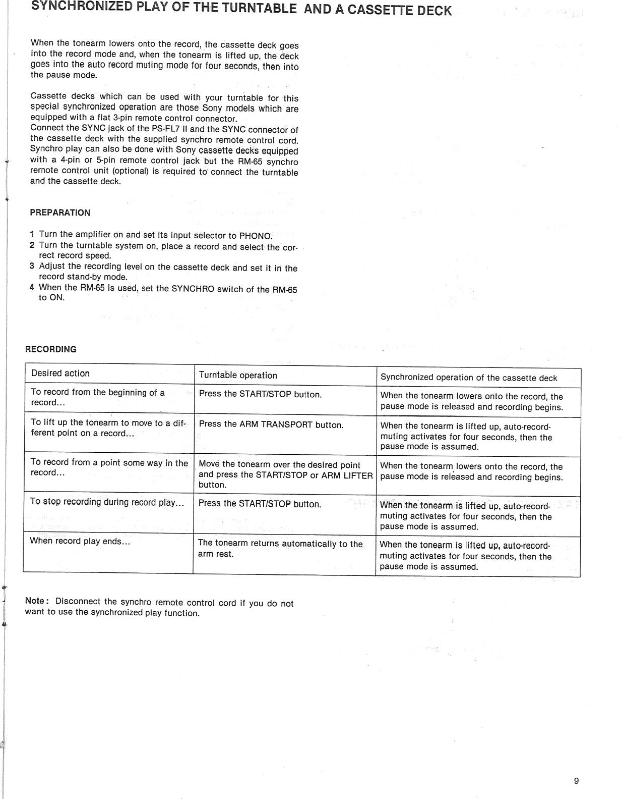 Page 9 of 11 - Sony Sony-Sony-Turntable-Ps-Fl7-Ii-Users-Manual-  Sony-sony-turntable-ps-fl7-ii-users-manual