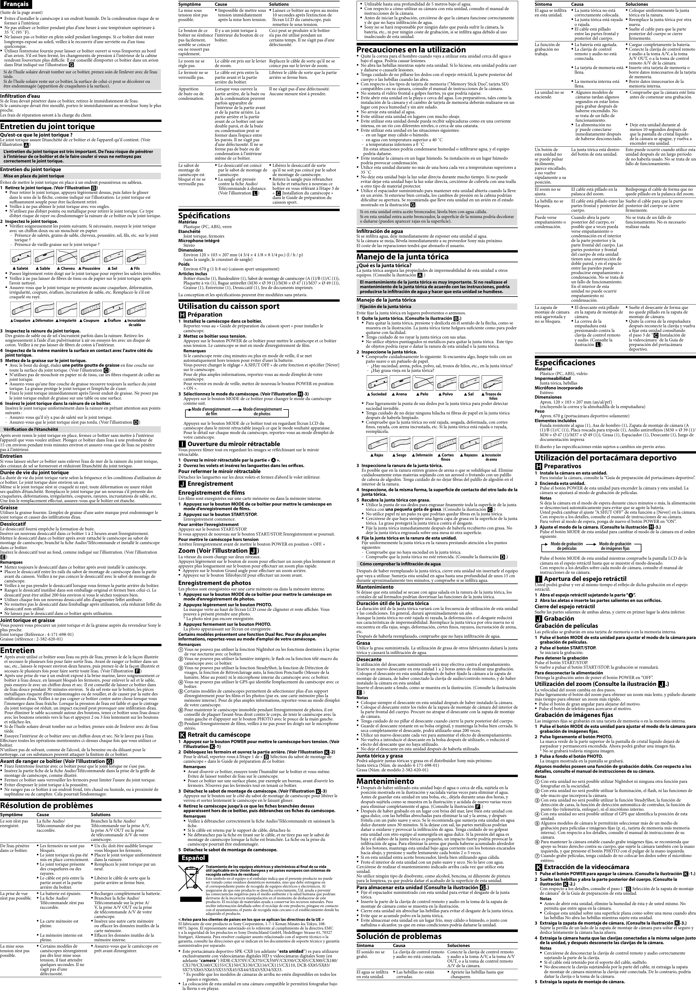 Sony Spk Cxb Operating Instructions