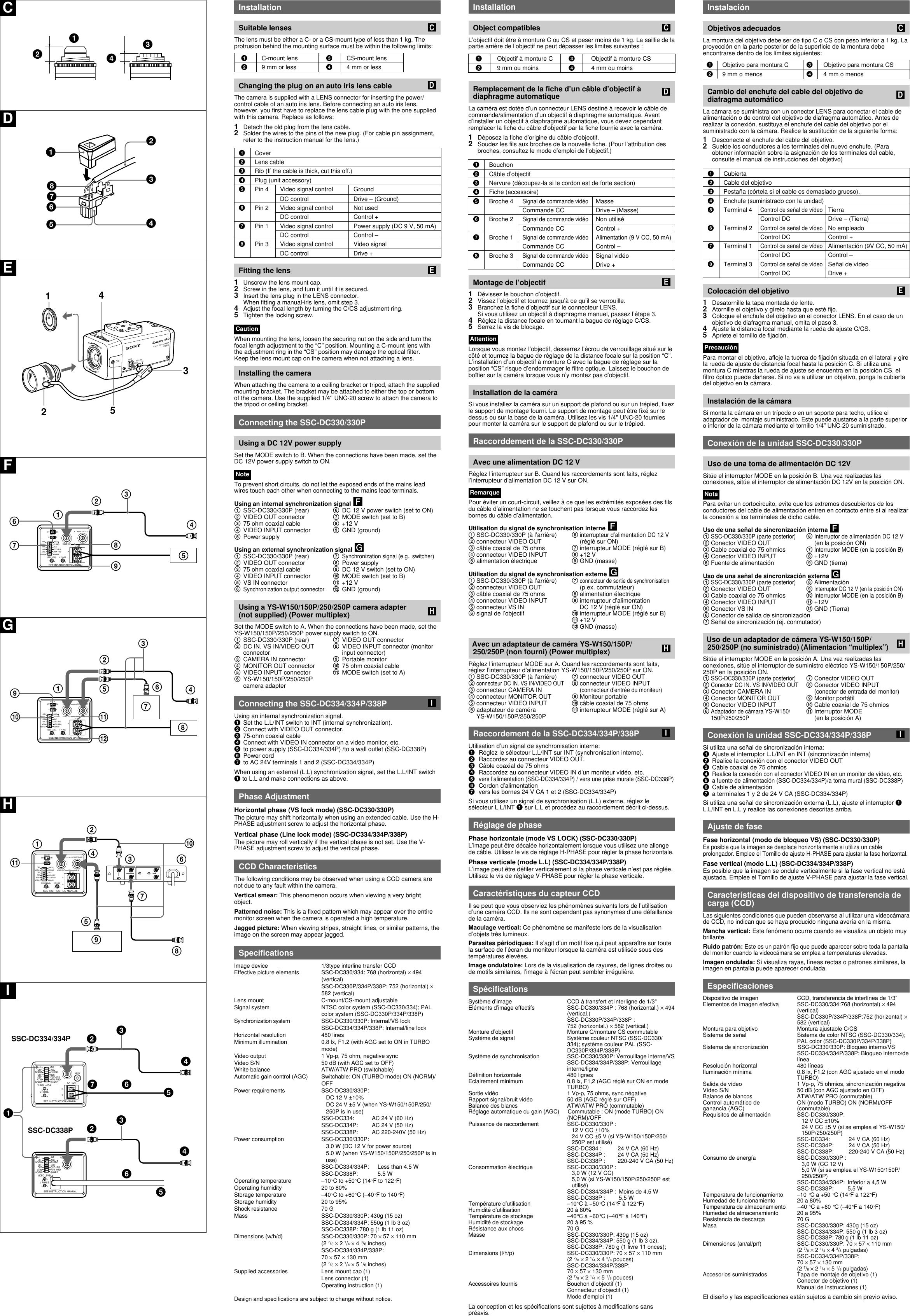 Page 2 of 2 - Sony Sony-Ssc-Dc330-Users-Manual- SSC-DC330/334/SSC-DC330P/334P338P Sony-ssc-dc330-users-manual