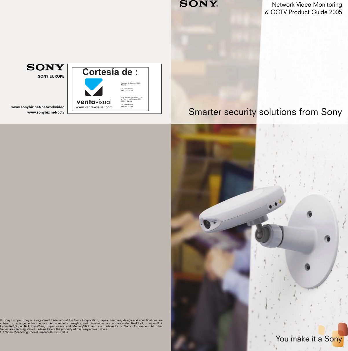 Sony Video Monitoring Users Manual Product Guide 2005