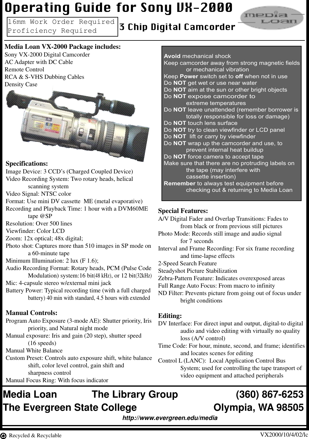 Sony Vx 00 Users Manual Dig Camcorder