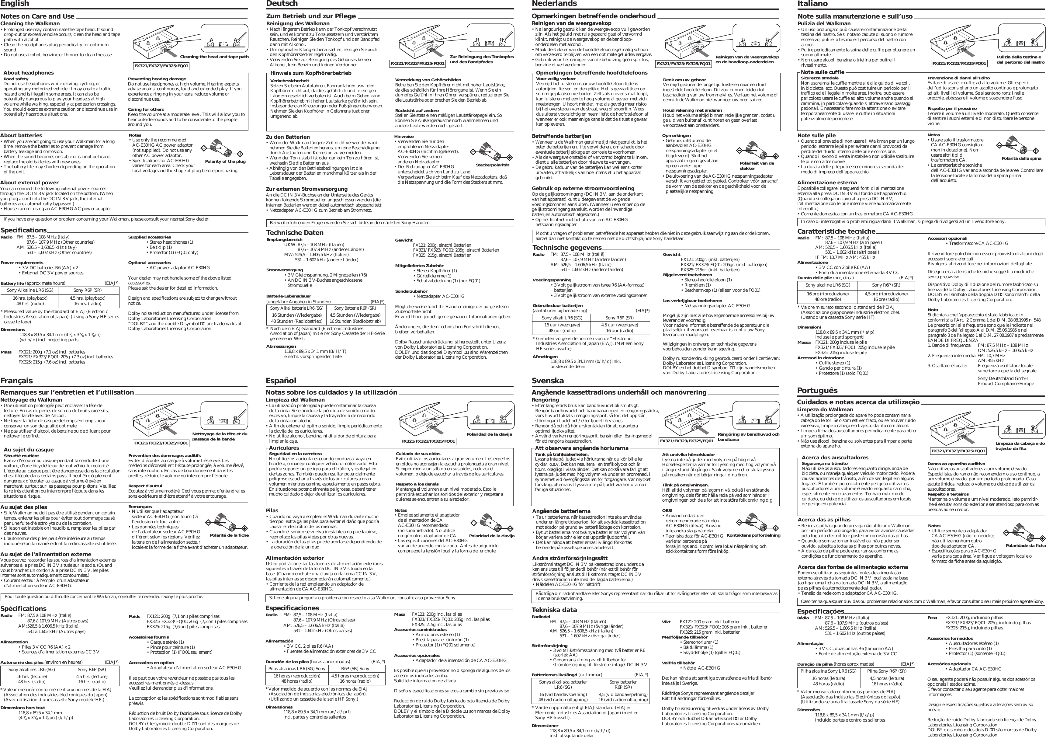 Page 2 of 2 - Sony Sony-Walkman-Wm-Fq01-Users-Manual- 1/02-03_WM-FX121-325.43  Sony-walkman-wm-fq01-users-manual