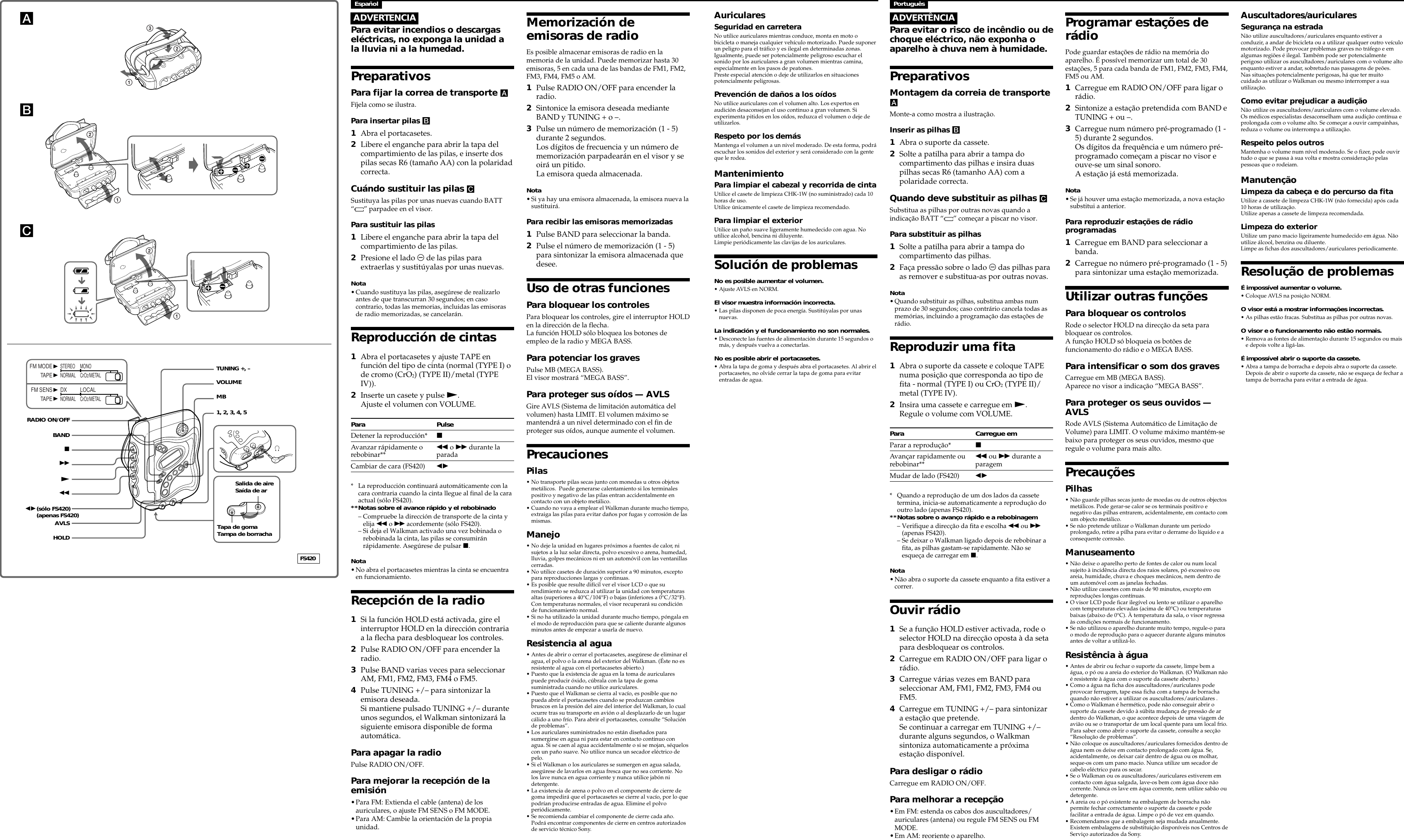 Page 2 of 2 - Sony Sony-Walkman-Wm-Fs220-Users-Manual- WM-420  Sony-walkman-wm-fs220-users-manual