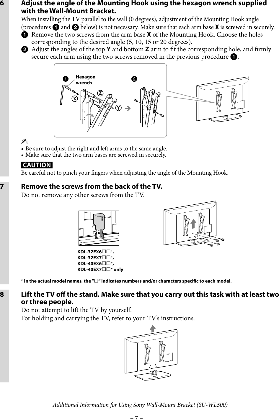 Page 7 of 8 - Sony Sony-Wall-Mount-Bracket-Su-Wl500-Users-Manual- SU-WL500  Sony-wall-mount-bracket-su-wl500-users-manual