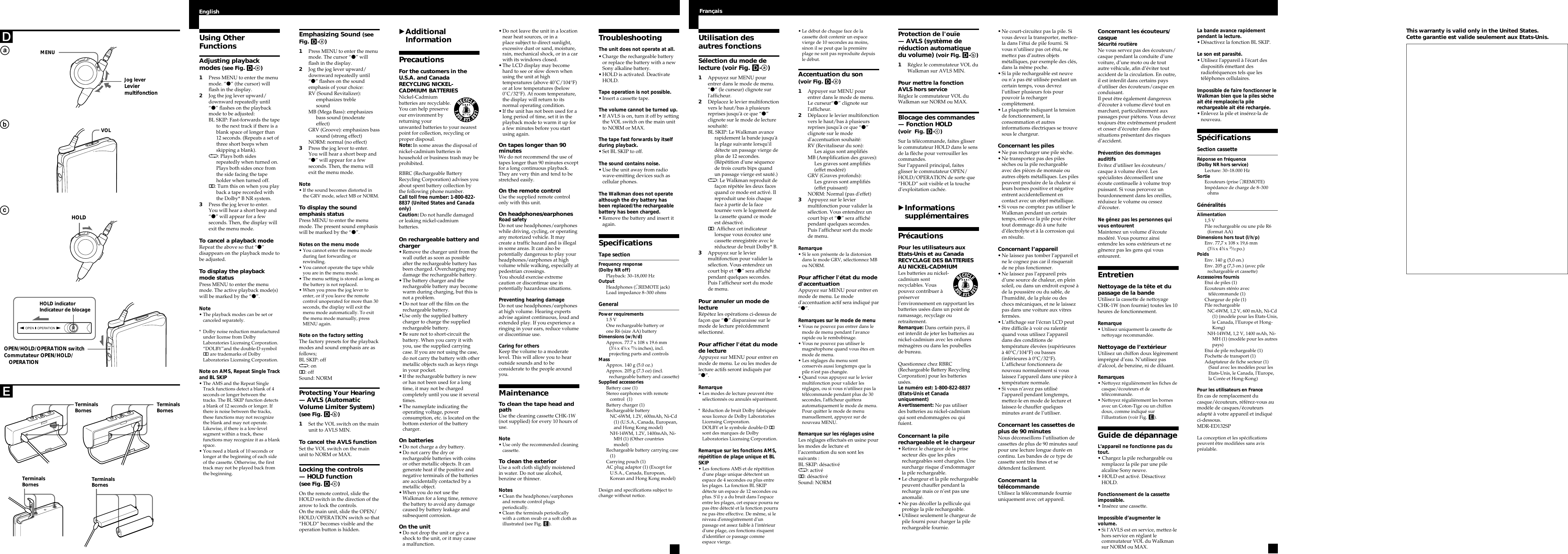 Page 2 of 2 - Sony Sony-Wm-Ex9-Users-Manual- WM-EX9  Sony-wm-ex9-users-manual