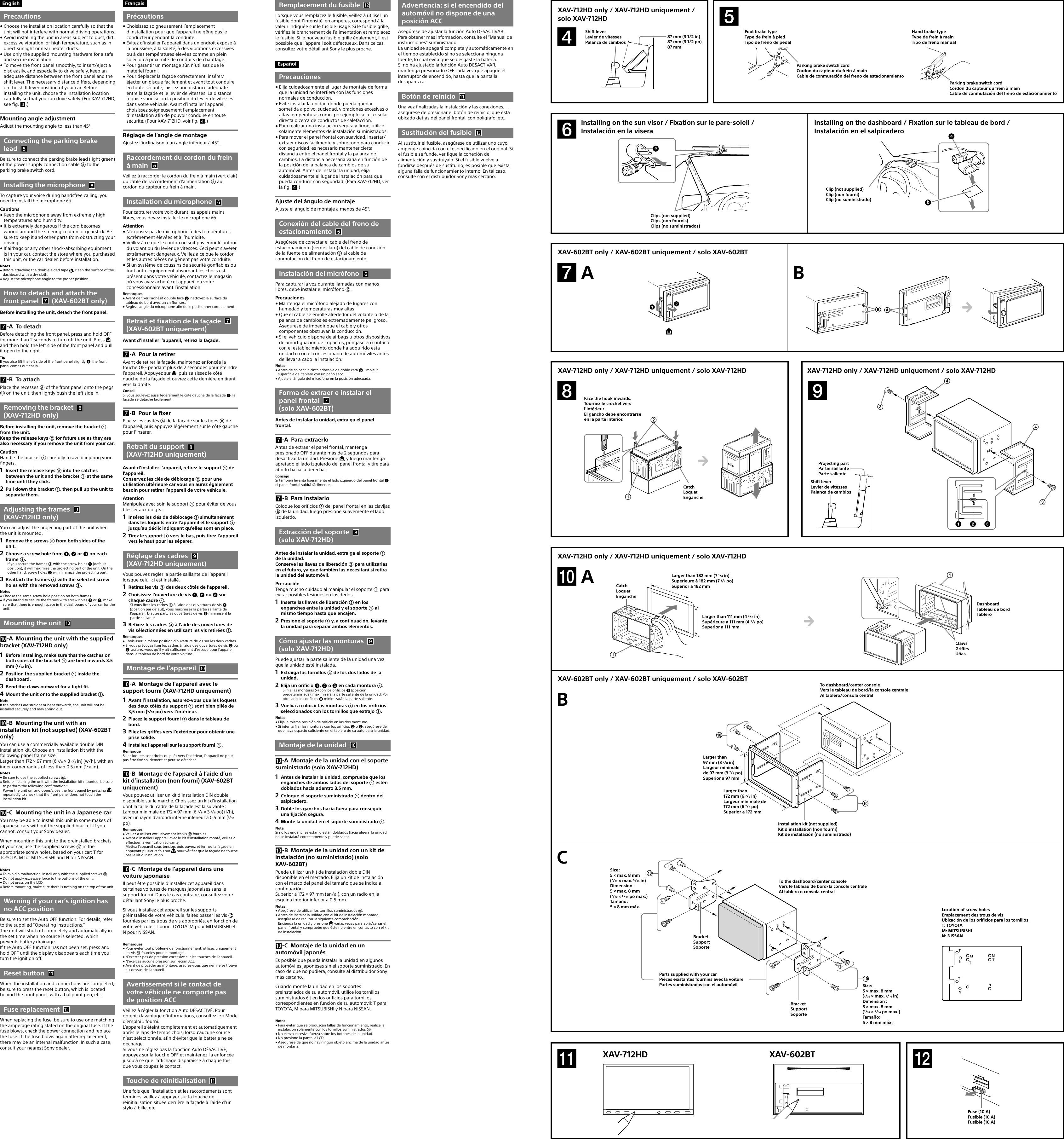 Sony Xav 712hd Installation Connections Manual