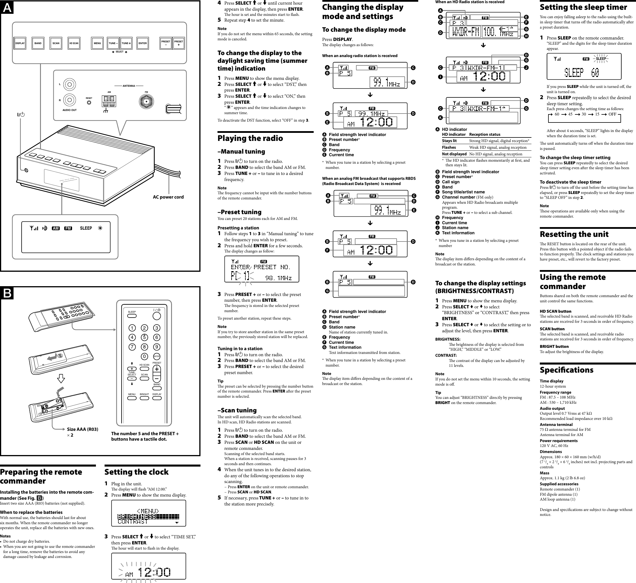 Page 2 of 2 - Sony Sony-Xdr-F1Hd-Users-Manual- XDR-F1HD  Sony-xdr-f1hd-users-manual