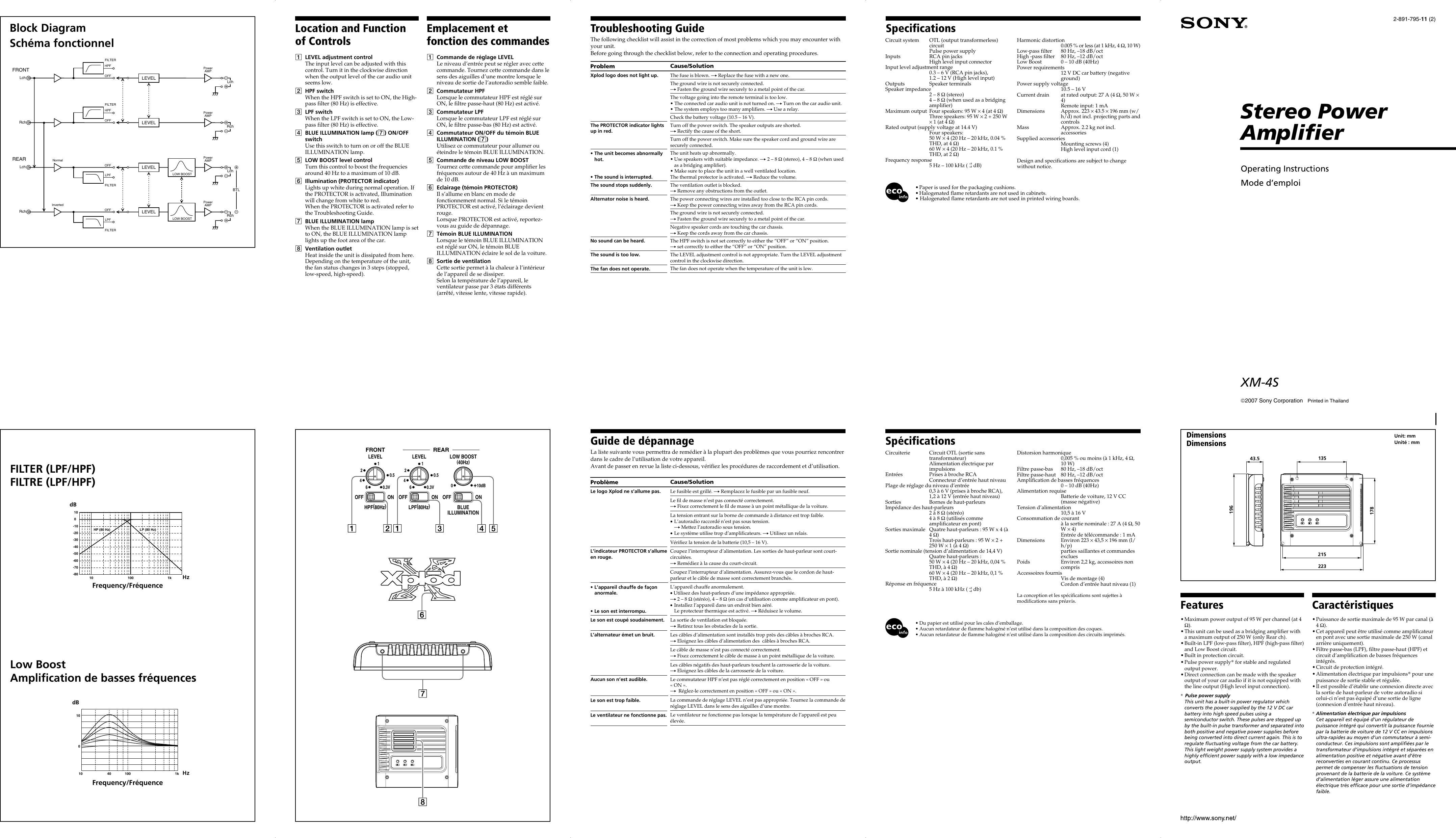 Page 1 of 2 - Sony Sony-Xm-4S-Operating-Instructions- XN-4S  Sony-xm-4s-operating-instructions