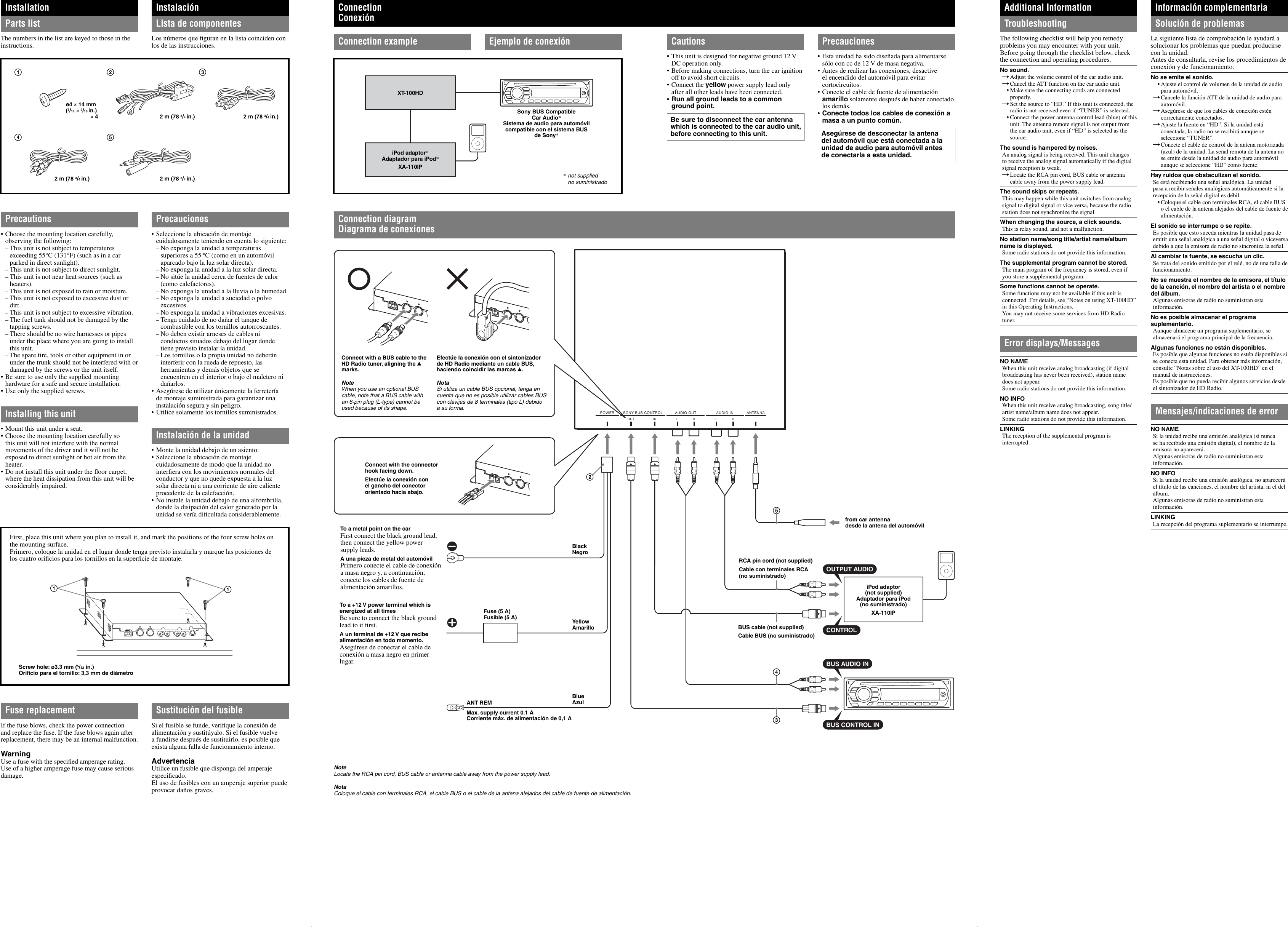 Page 2 of 2 - Sony Sony-Xt-100Hd-Users-Manual- XT-100HD  Sony-xt-100hd-users-manual
