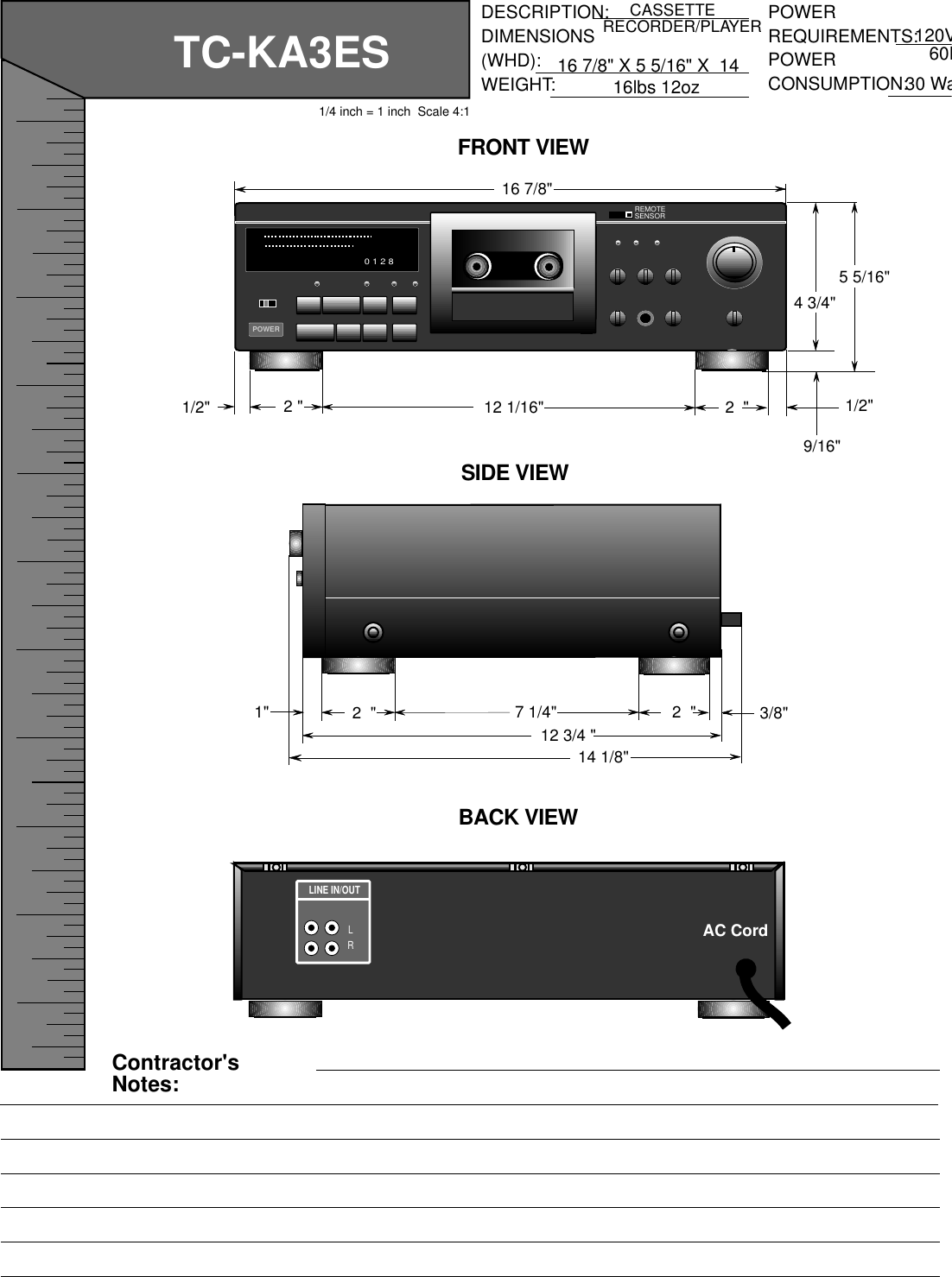 Page 1 of 1 - Sony TC-KA3ES User Manual Dimensions Diagram TCKA3ESdiagram
