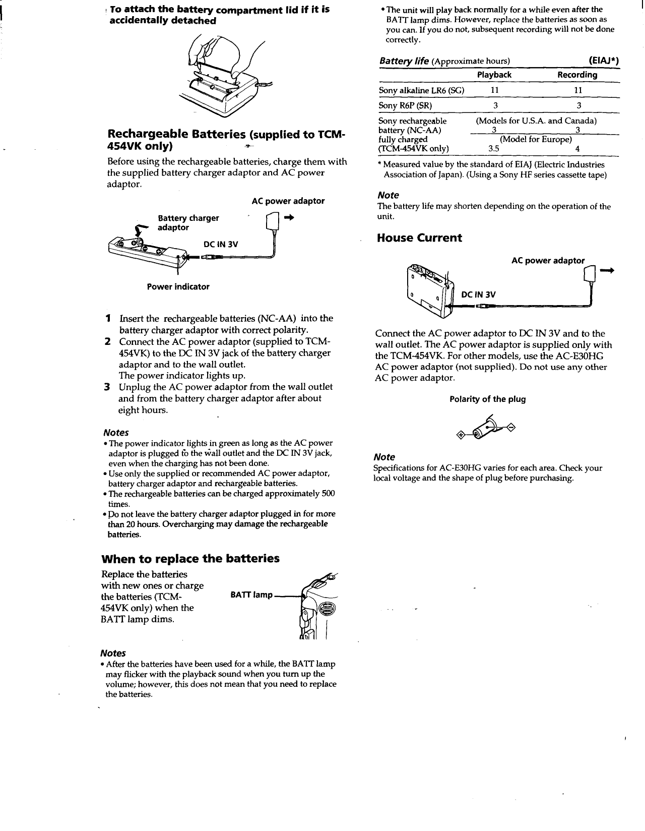 Page 2 of 6 - Sony TCM-453V User Manual Operating Instructions (primary Manual) TCM473V