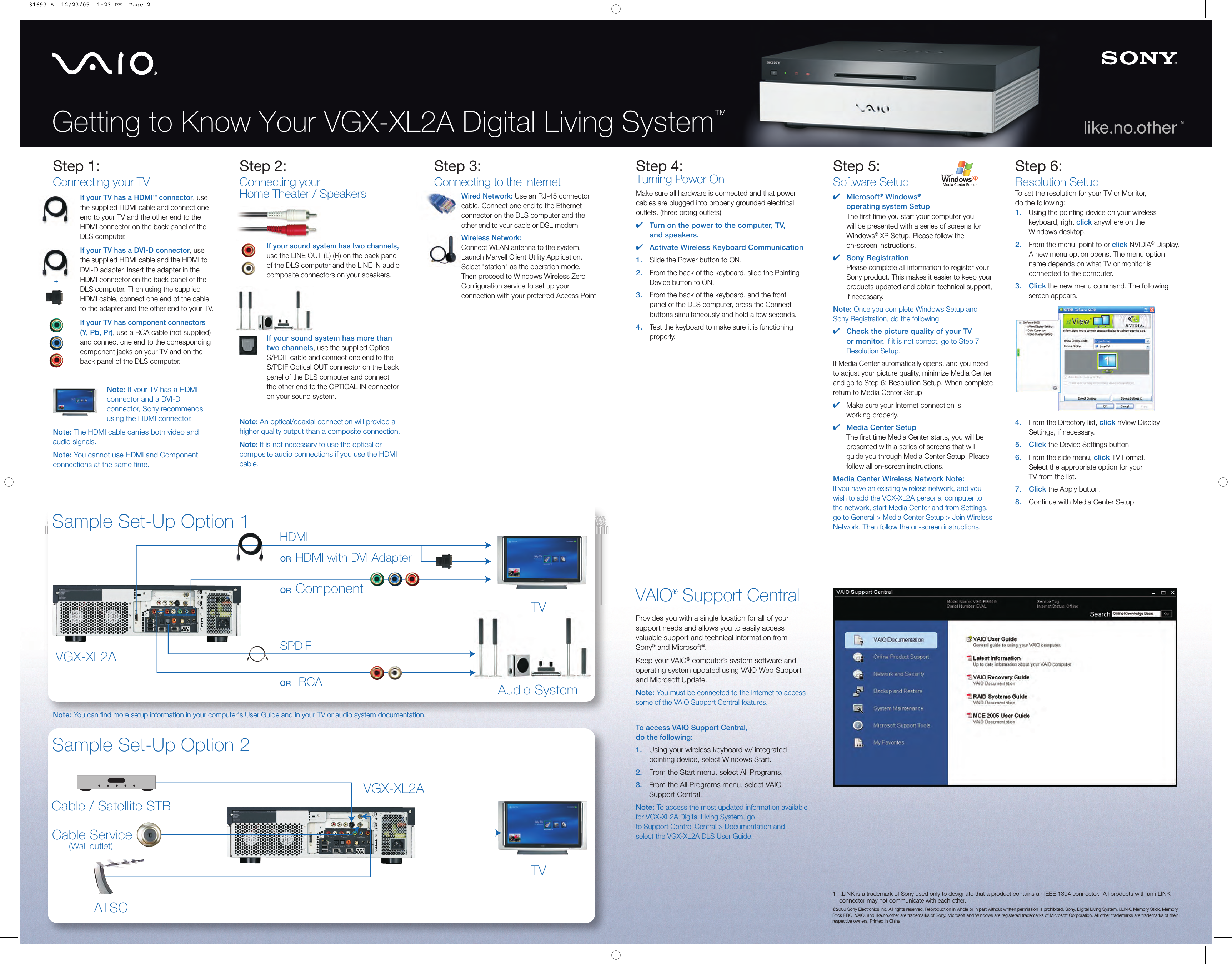 Page 2 of 2 - Sony VGX-XL2  User Manual Welcome Mat VGXXL2A WMat