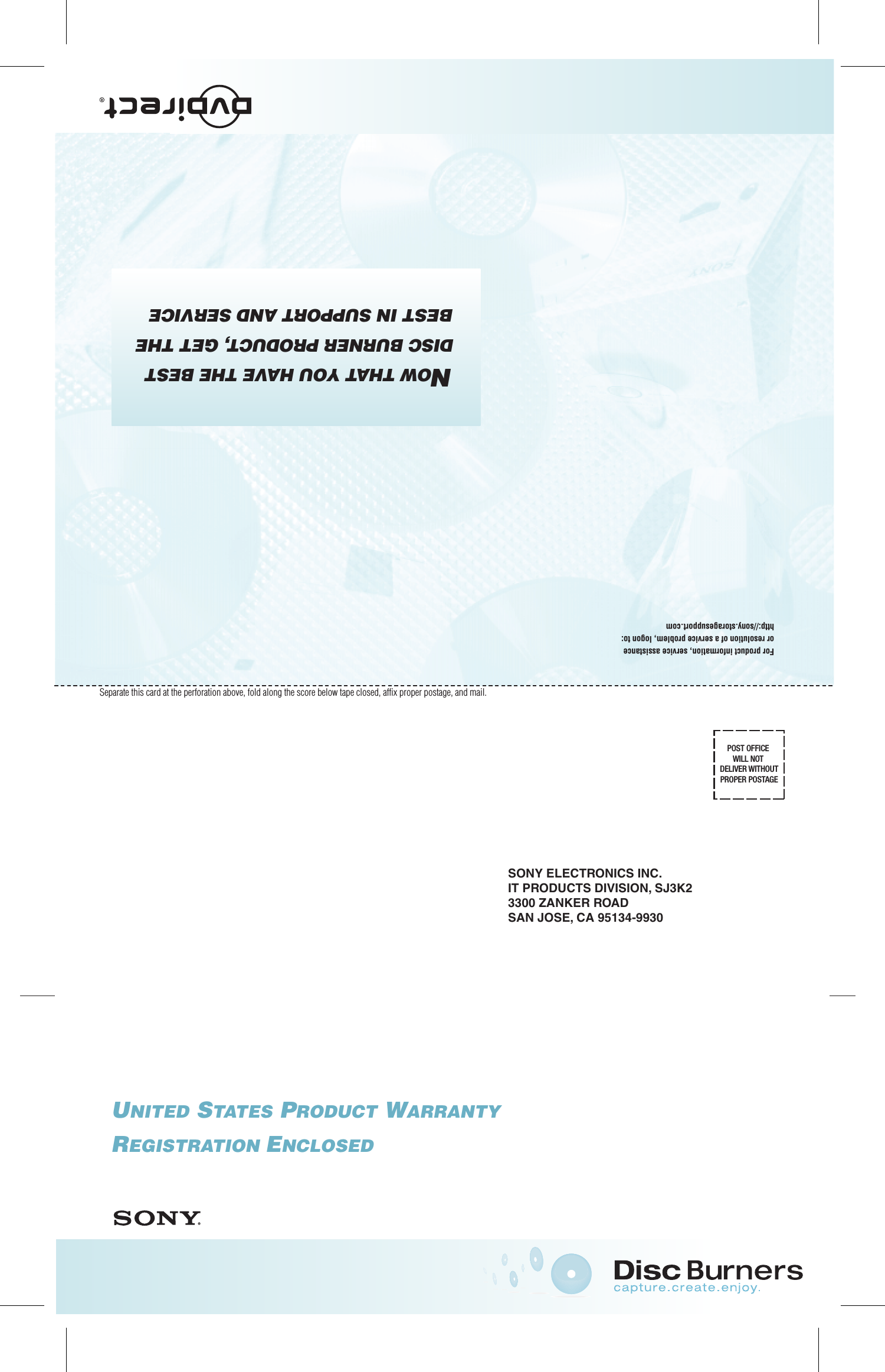 Page 1 of 2 - Sony VRD-VC30 US_WAR2_DVDirect_back User Manual Limited Warranty US WAR2 DVDirect