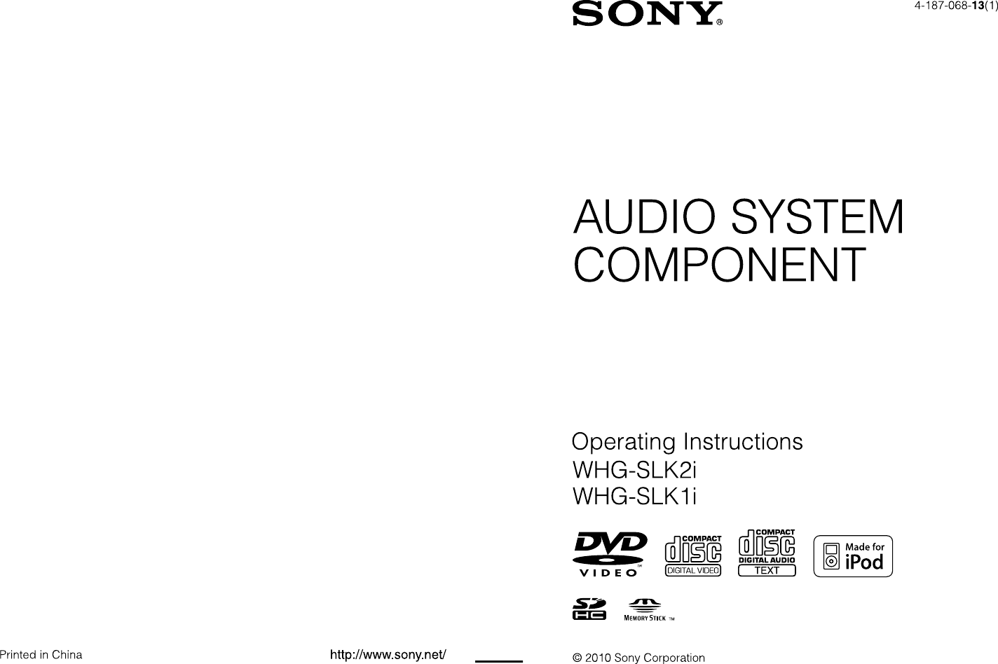 Sony WHG SLK1i SLK2i/WHG User Manual Operating Instructions WHGSLK1I