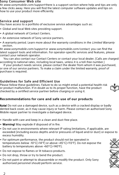 Page 2 of 11 - Important Information  Warranty Phones GB 24 8