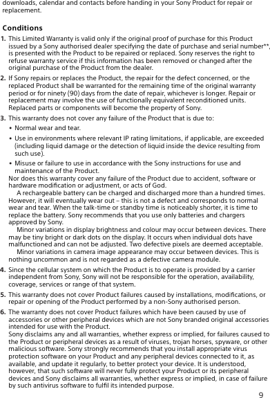 Page 9 of 11 - Important Information  Warranty Phones GB 24 8