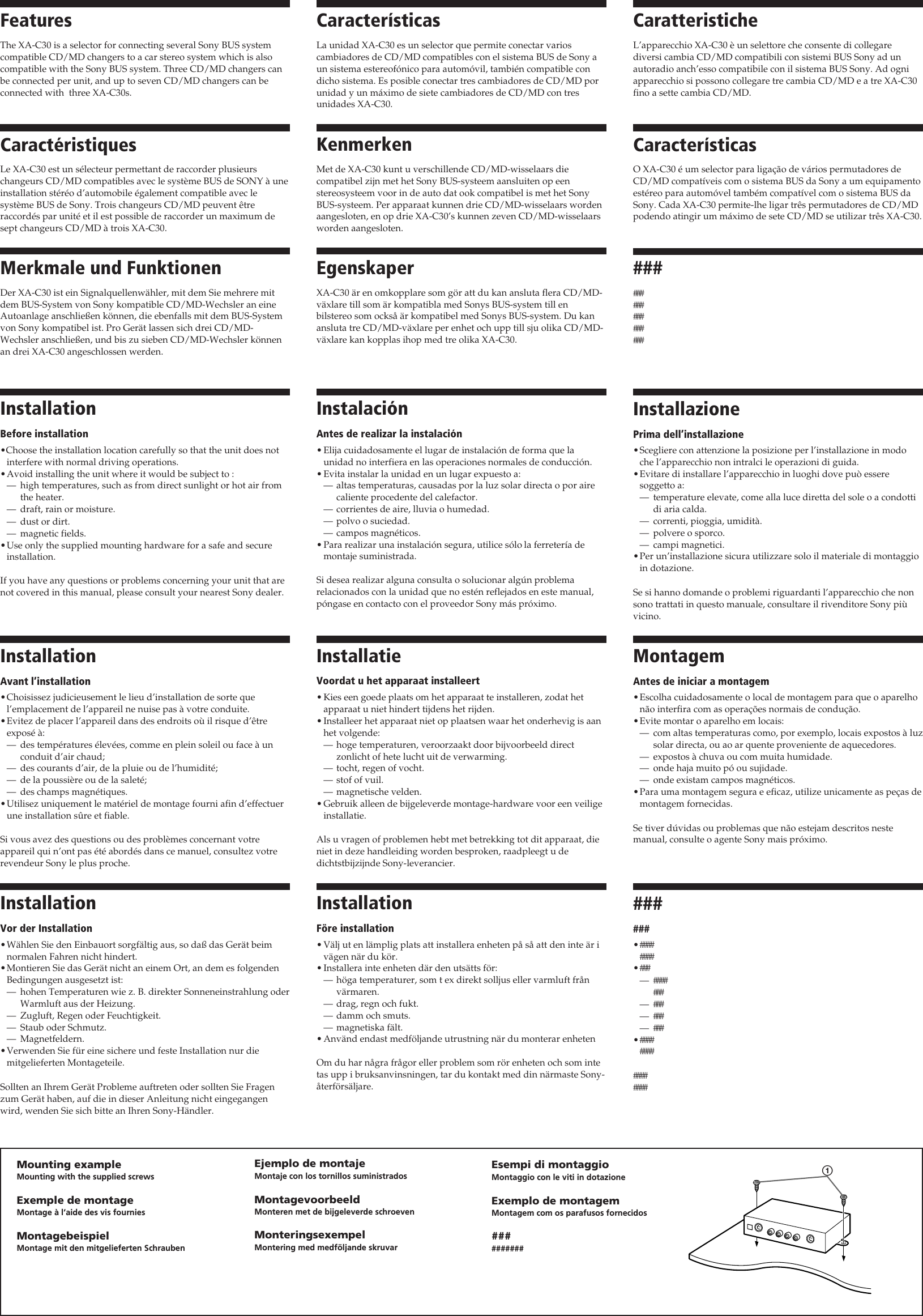 Page 2 of 4 - Sony XA-C30 User Manual Operating Instructions XAC30