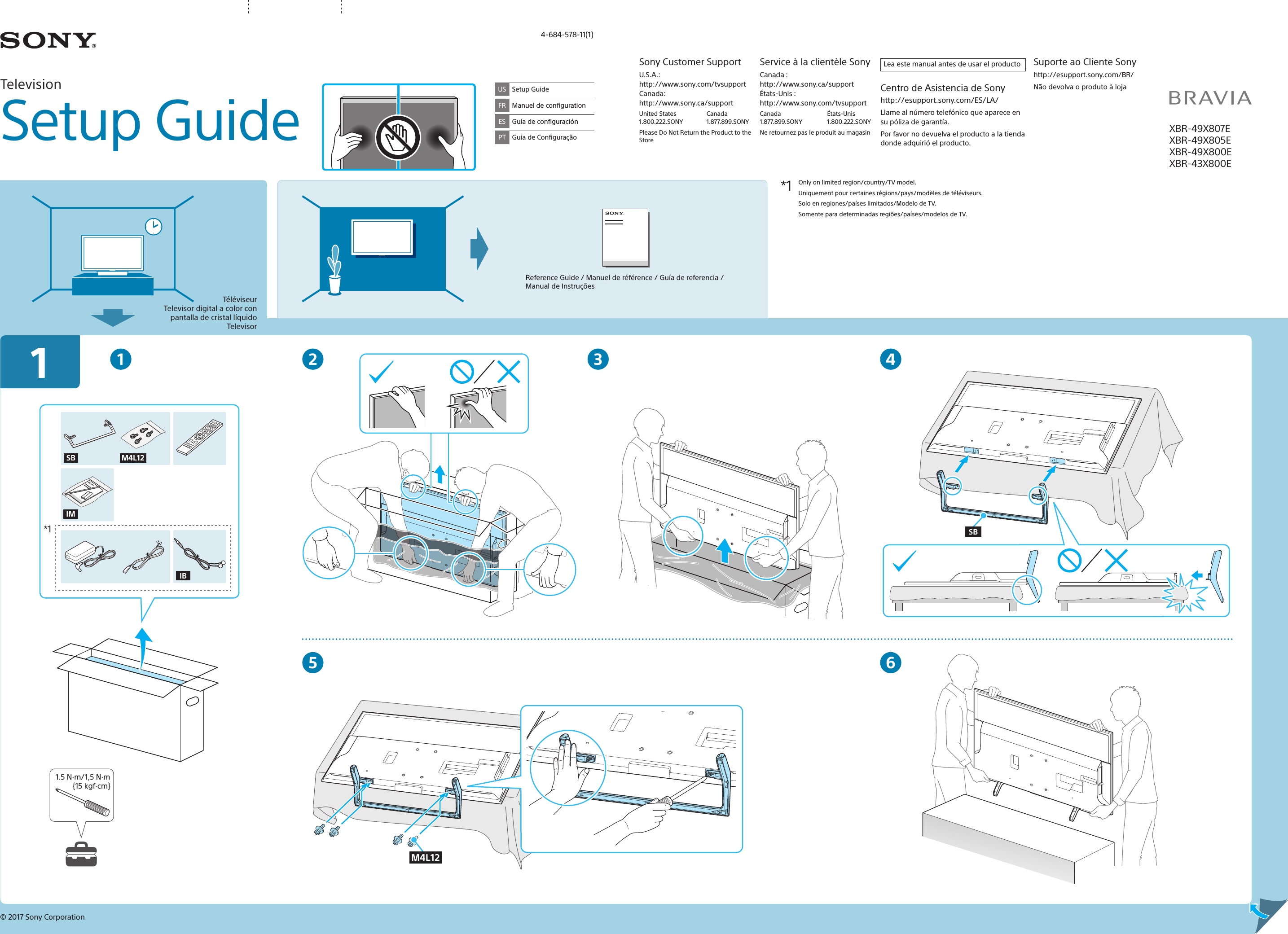Page 1 of 2 - Sony XBR-43X800E XBR-49X807E / 49X805E 49X800E 43X800E User Manual Setup Guide 4684578111