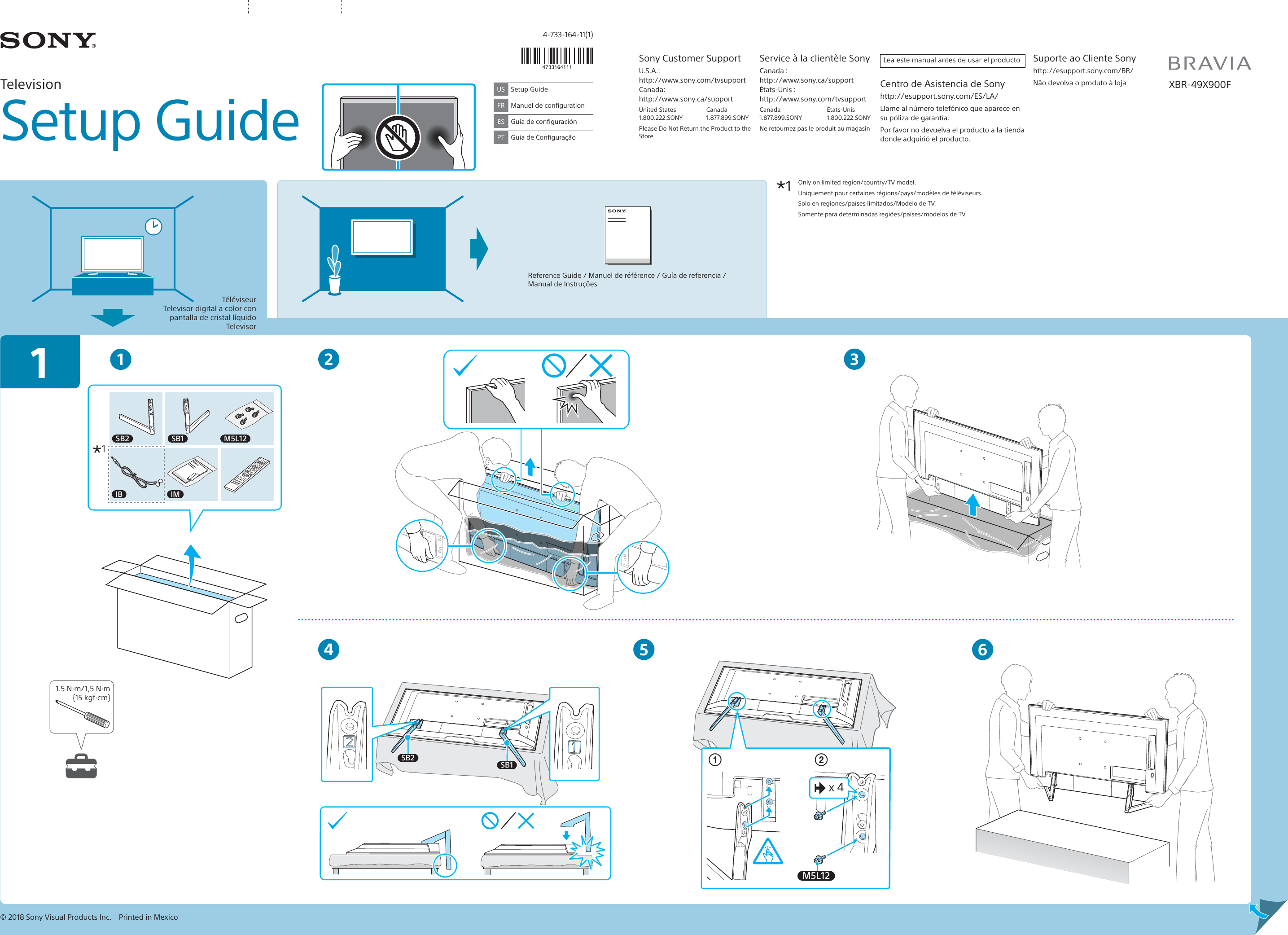 Page 1 of 2 - Sony XBR-49X900F User Manual Setup Guide Docget