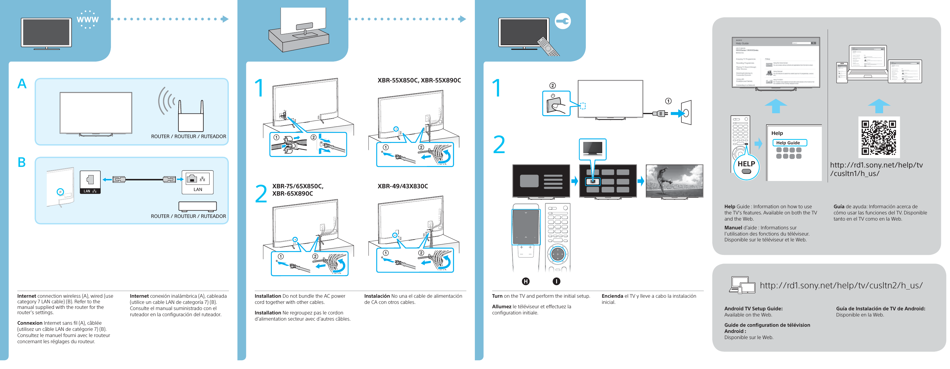 Page 2 of 2 - Sony XBR-55X850C User Manual Startup Guide XBR75X850C 65X890C 65X850C 55X890C 55X850C 49X830C 43X830C QS EN FR ES