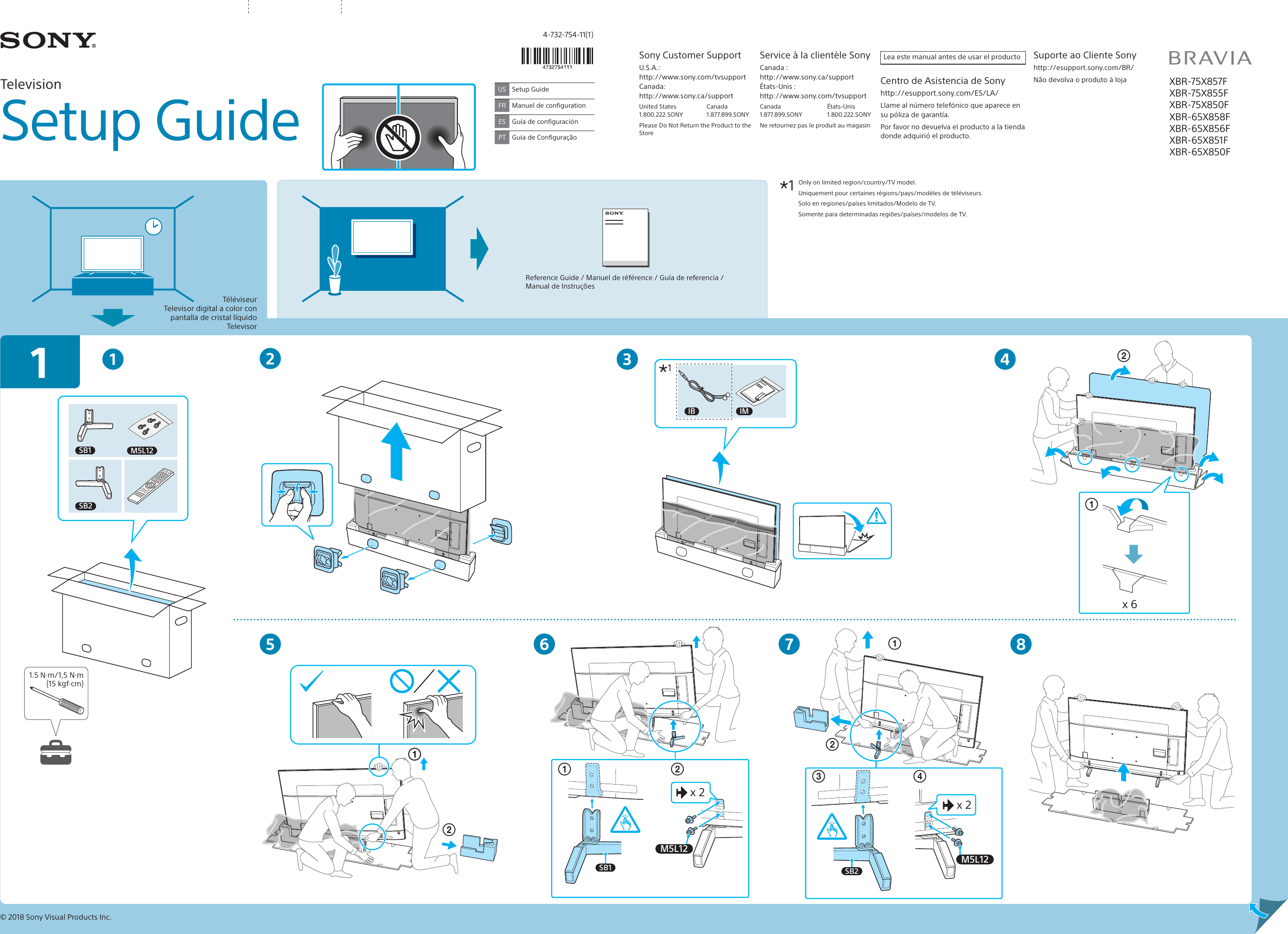 Page 1 of 2 - Sony XBR-65X850F XBR-75X857F / 75X855F 75X850F 65X858F 65X856F 65X851F 65X850F User Manual Setup Guide Docget