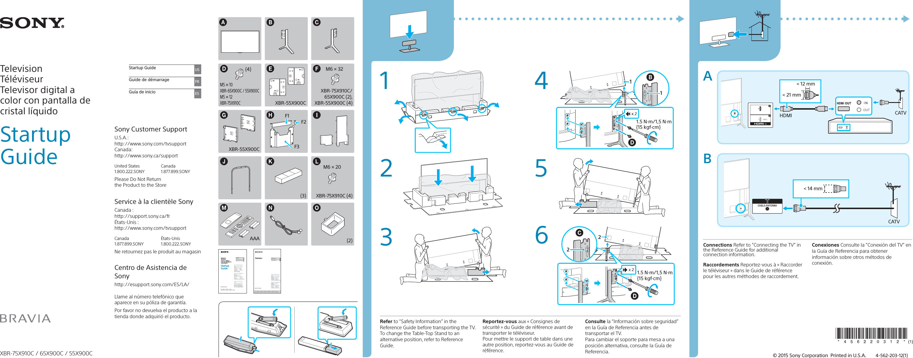 Page 1 of 2 - Sony XBR-65X900C User Manual Guide De Démarrage QSG 4562203121