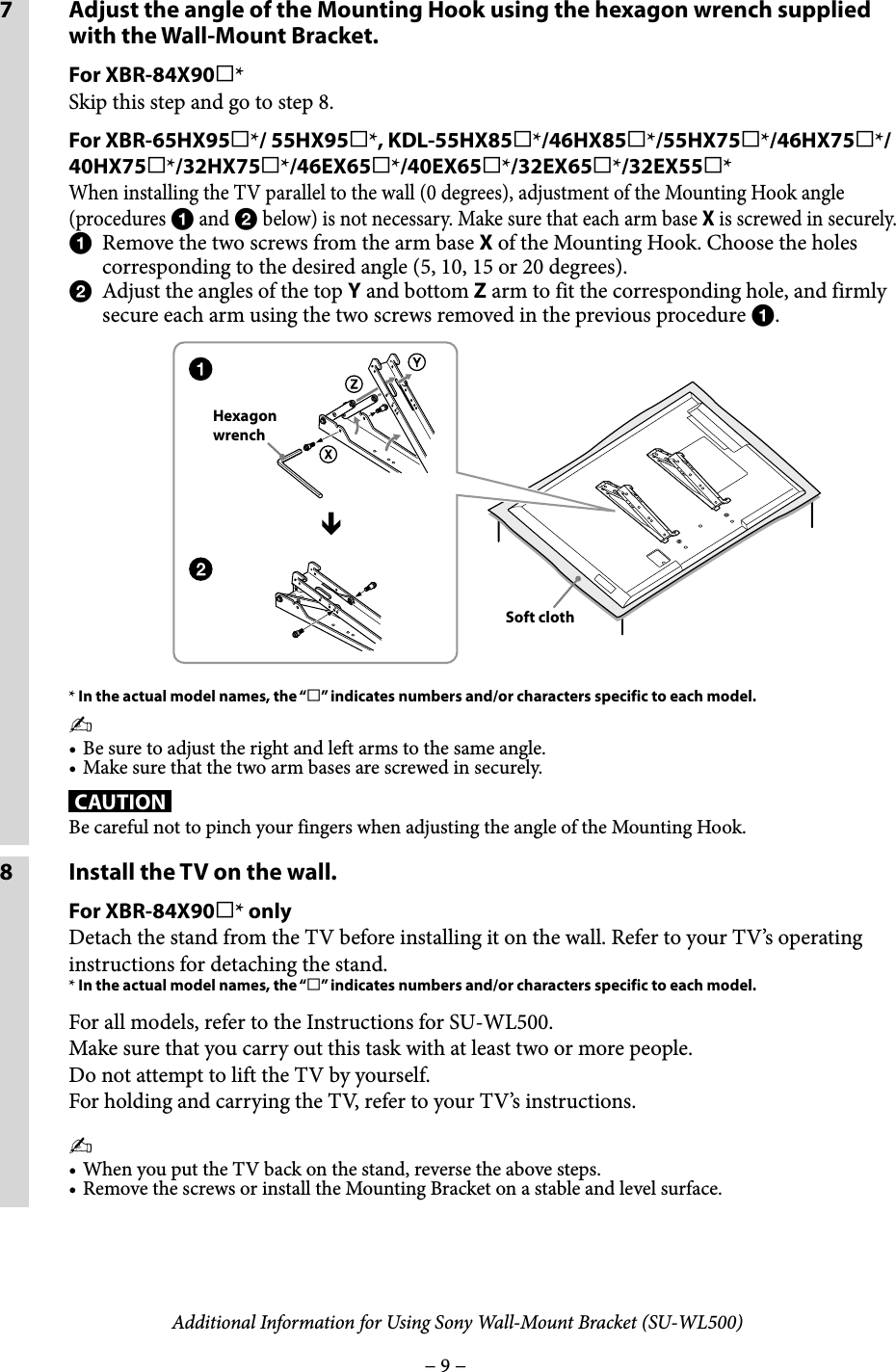 Sony XBR 84X900 SU WL500 User Manual Additional Information For 