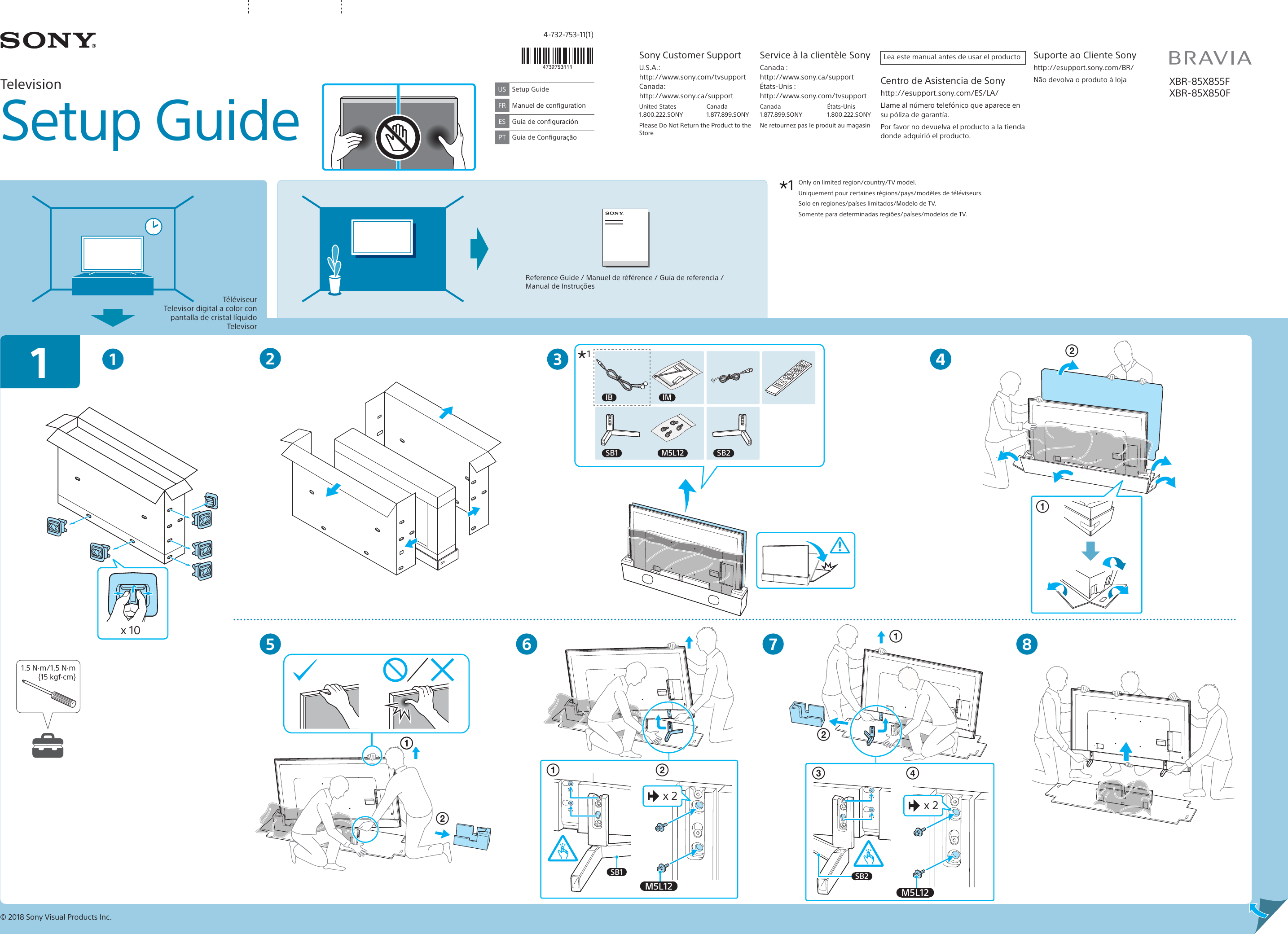 Page 1 of 2 - Sony XBR-85X850F XBR-85X855F / 85X850F User Manual Setup Guide Docget