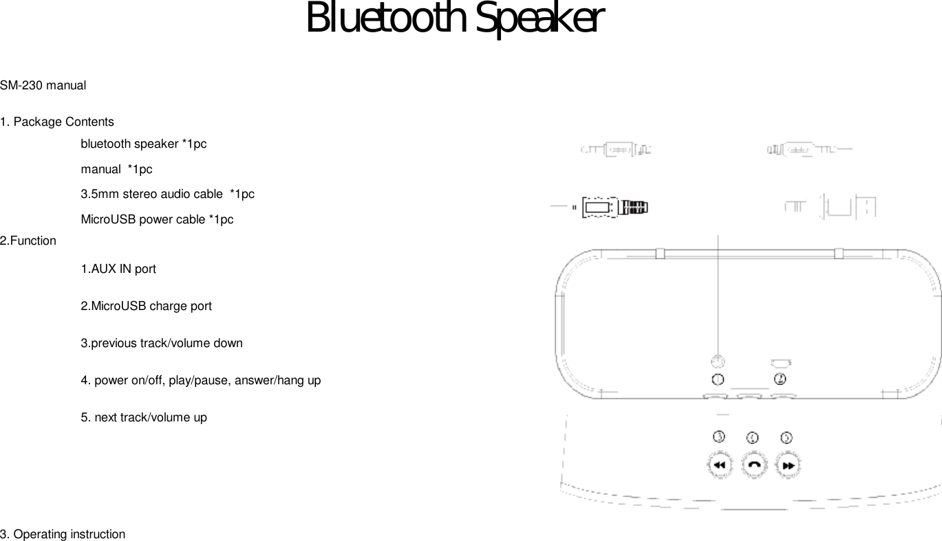 SoundMax Technology SM-230 Bluetooth Speaker User Manual sm 230BT manual