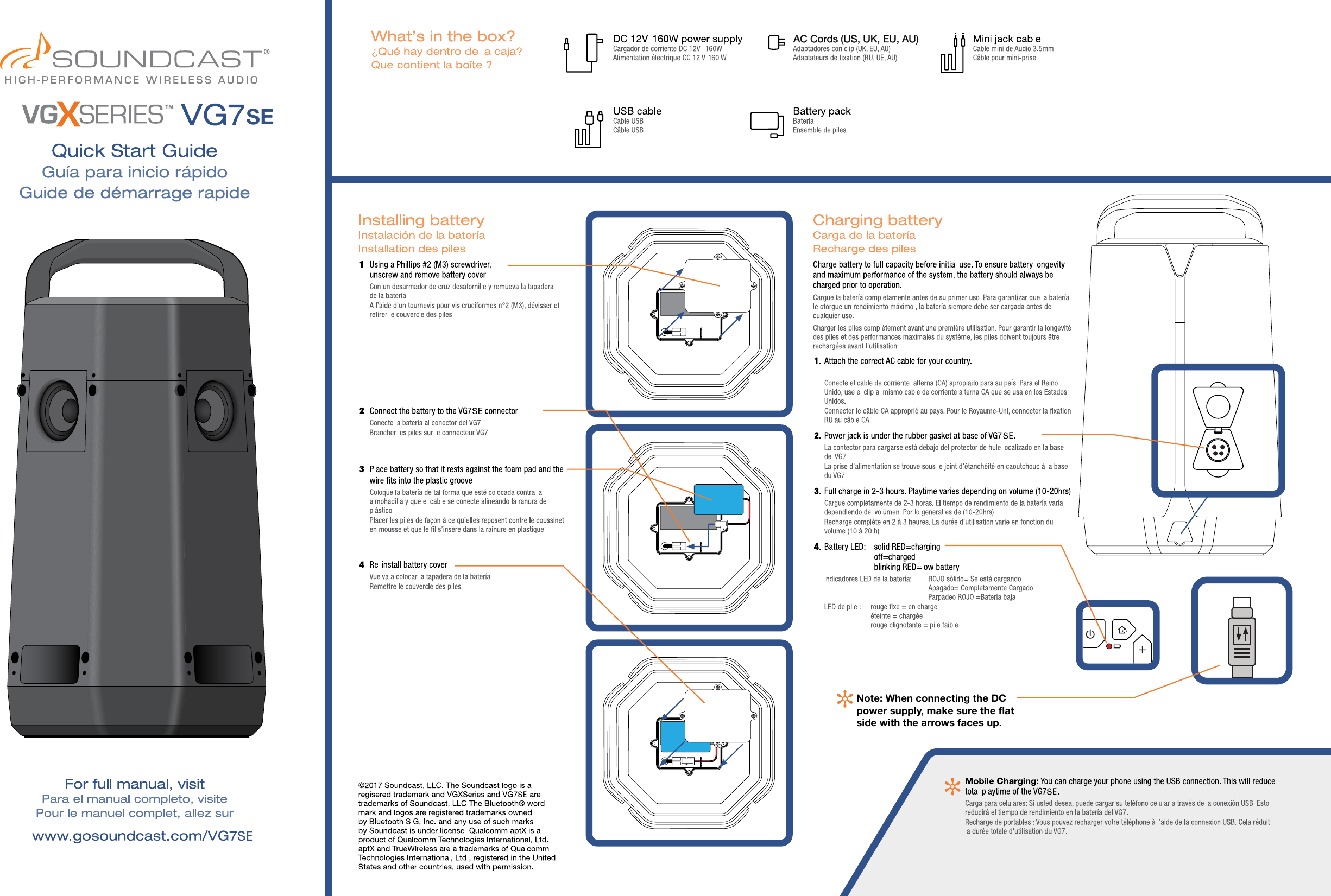 Note: When connecting the DC power supply, make sure the ﬂat side with the arrows faces up. SEAC Cords (US, UK, EU, AU)