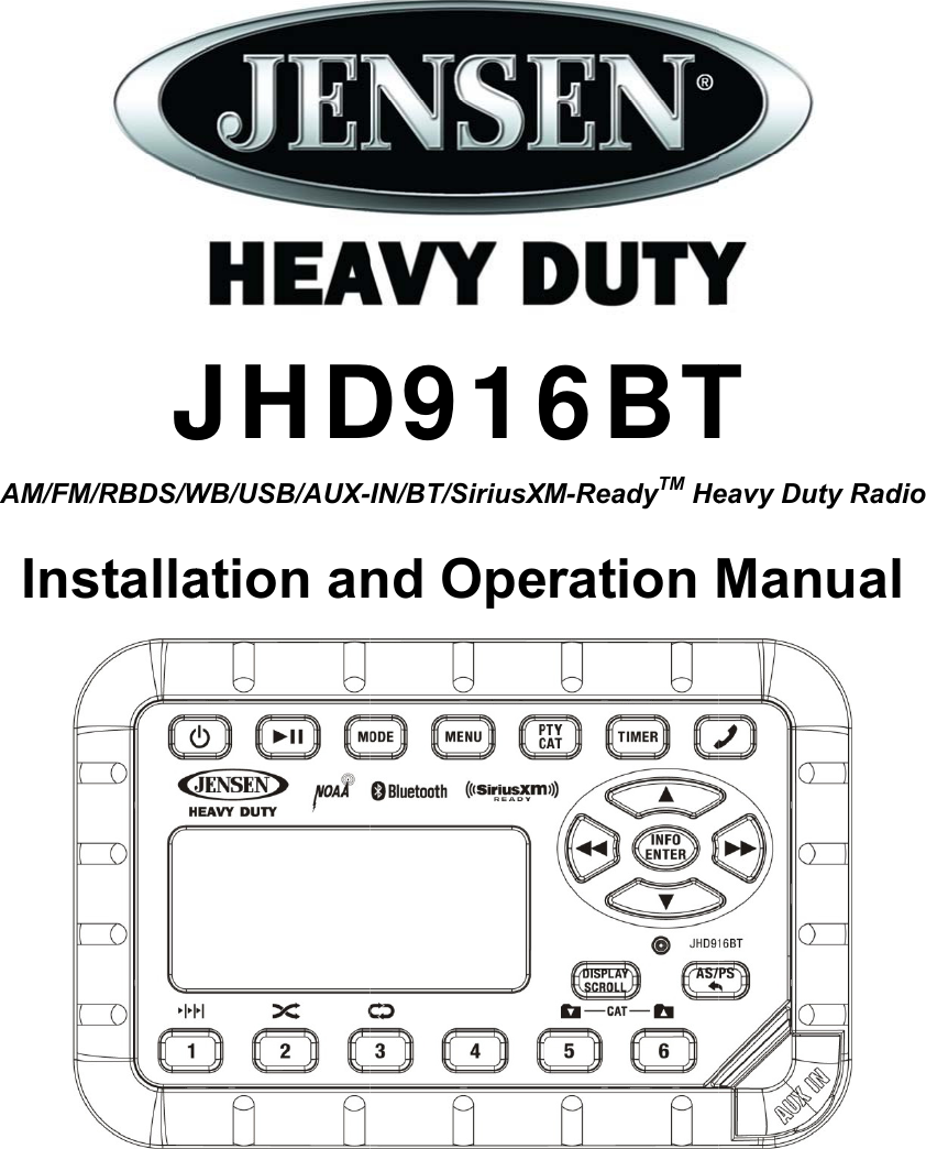 Page 1 of Sounding Audio JHD916BT Heavy Duty Car Audio User Manual JHD916BT  cert