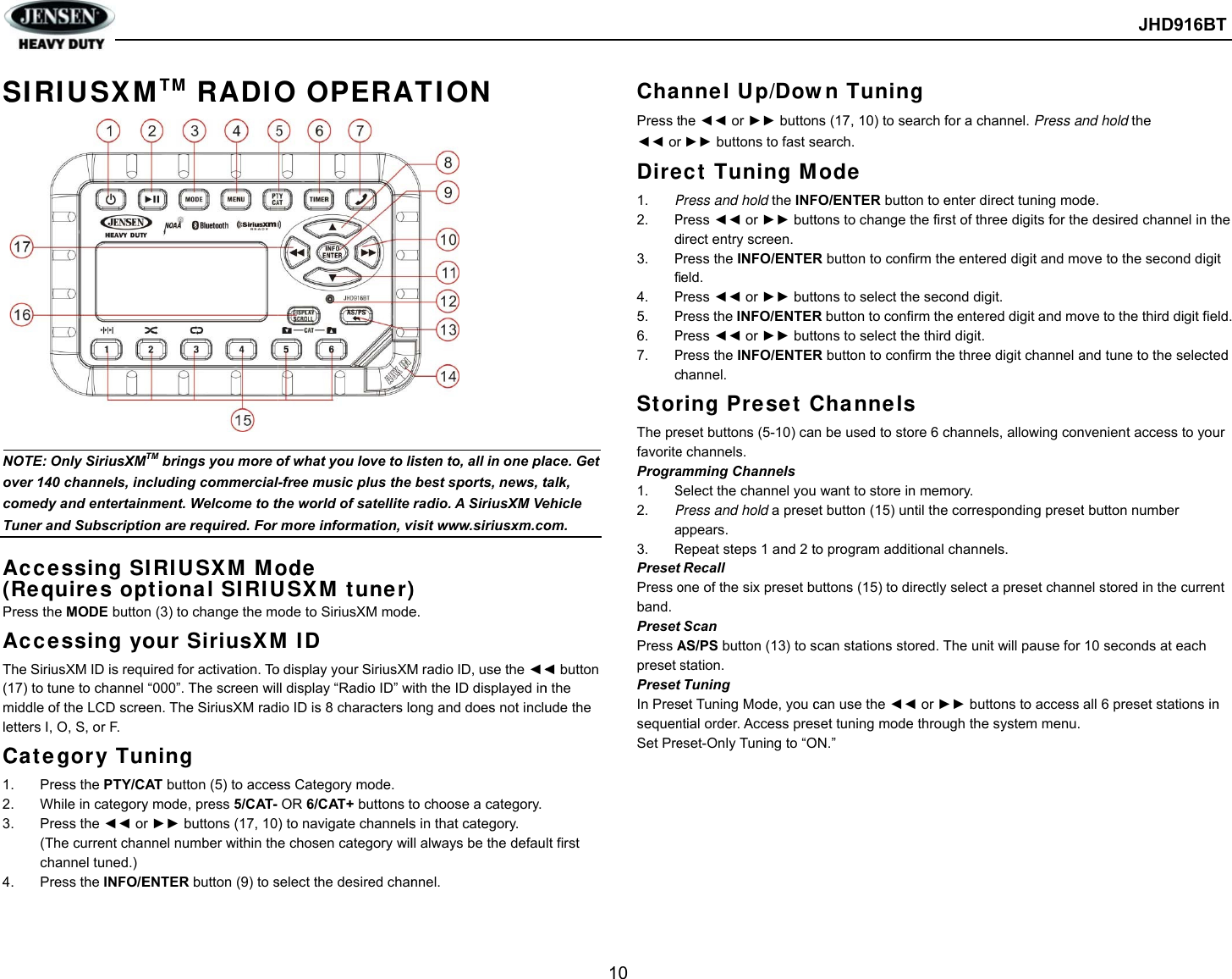 Page 12 of Sounding Audio JHD916BT Heavy Duty Car Audio User Manual JHD916BT  cert