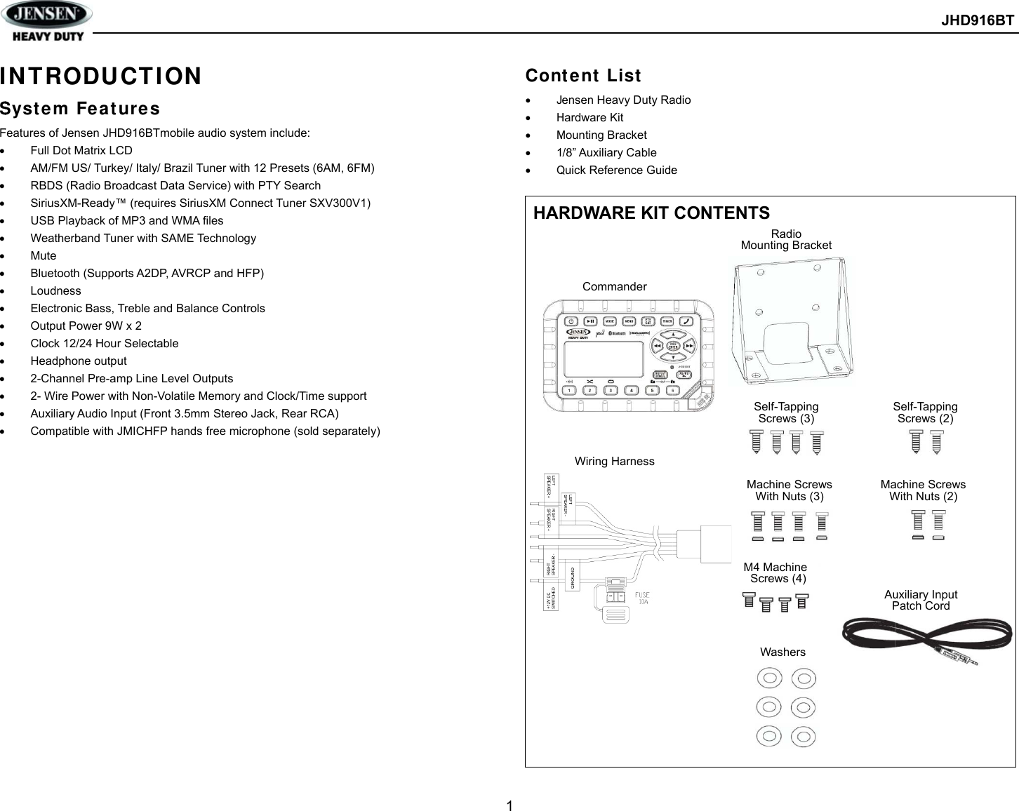 Page 3 of Sounding Audio JHD916BT Heavy Duty Car Audio User Manual JHD916BT  cert