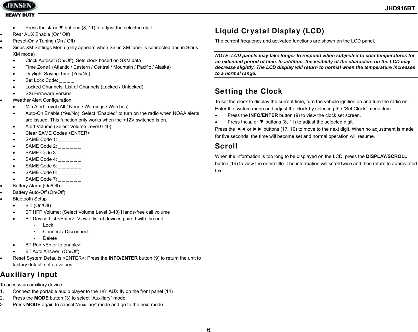 Page 8 of Sounding Audio JHD916BT Heavy Duty Car Audio User Manual JHD916BT  cert