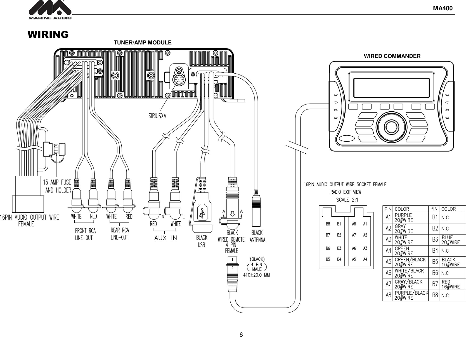  MA400  6   WIRING                                                           TUNER/AMP MODULE WIRED COMMANDER 