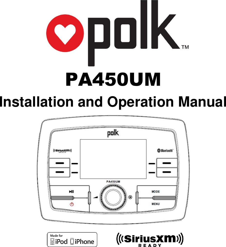      PA450UM Installation and Operation Manual  