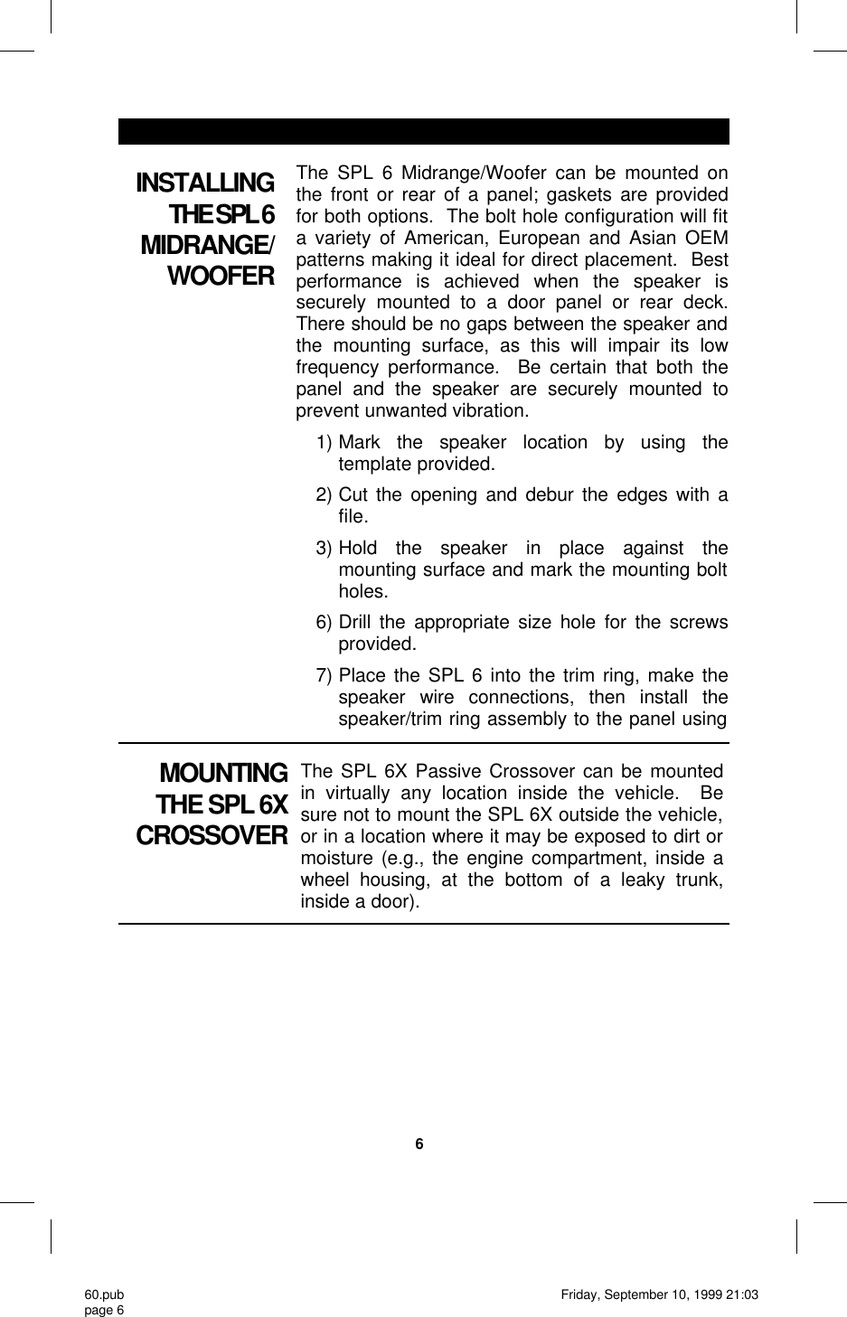 Page 6 of 8 - Soundstream-Technologies Soundstream-Technologies-Spl-60-Users-Manual- 60 Soundstream-technologies-spl-60-users-manual