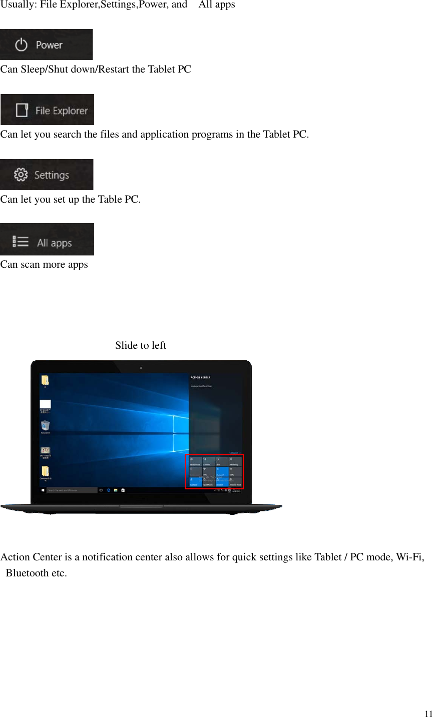 Page 11 of Sourcing Group WBTW110 Tablet PC User Manual 