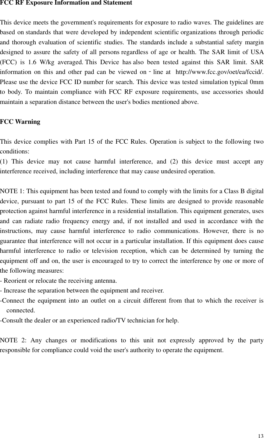 Page 13 of Sourcing Group WBTW110 Tablet PC User Manual 
