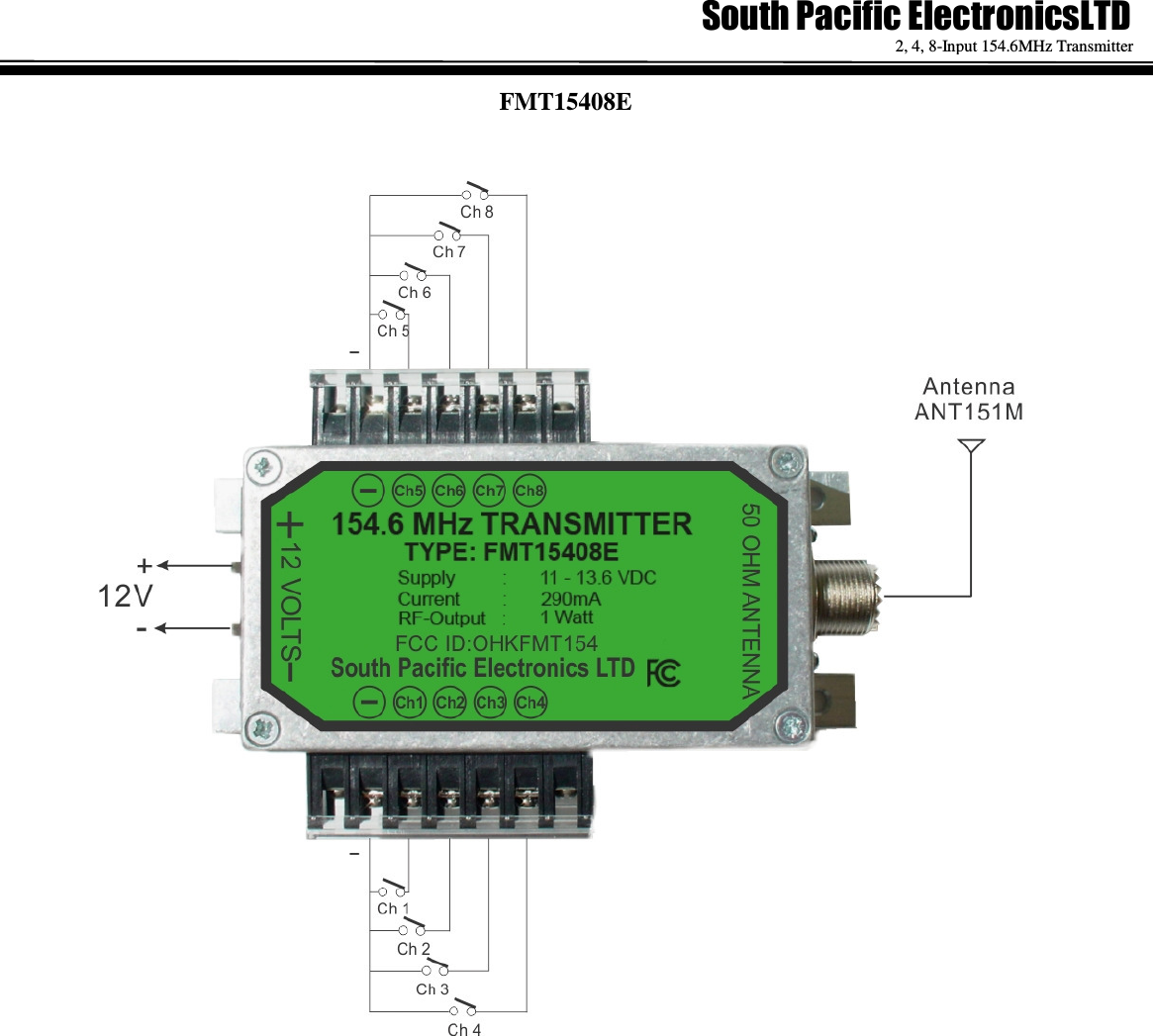  2, 4, 8-Input 154.6MHz Transmitter FMT15408E                         