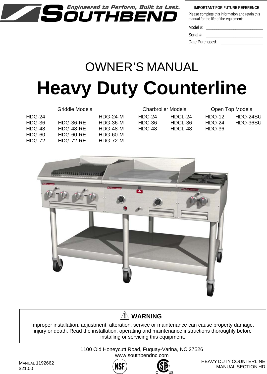 Southbend Hdg 24 Owners Manual Heavy Duty Counterline User To The 146168fe 4945 4171 A9f7 6603