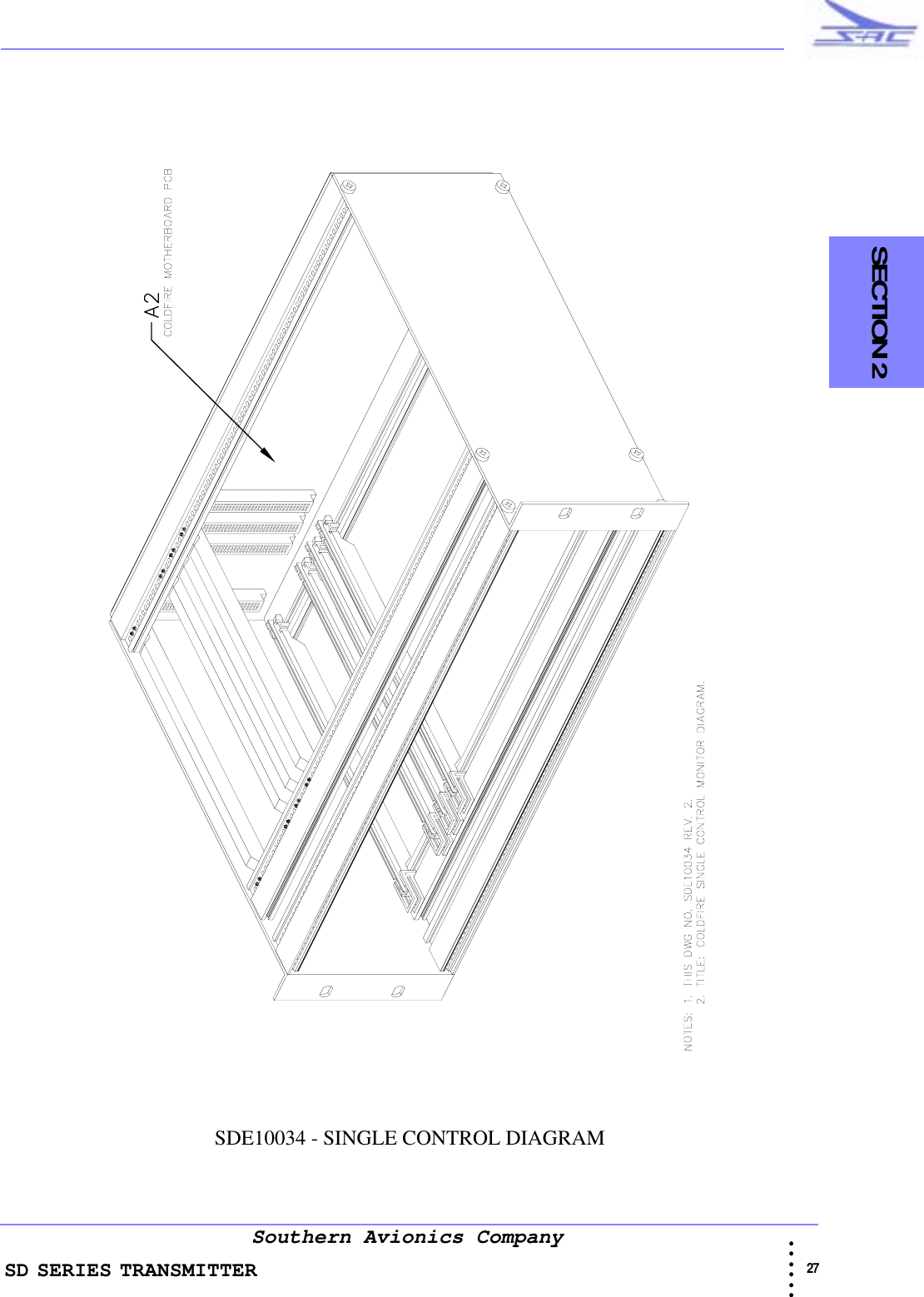 SD SERIES TRANSMITTER                                                                                                                                                                                              27 • • • •••Southern Avionics Company  SECTION 2SDE10034 - SINGLE CONTROL DIAGRAM
