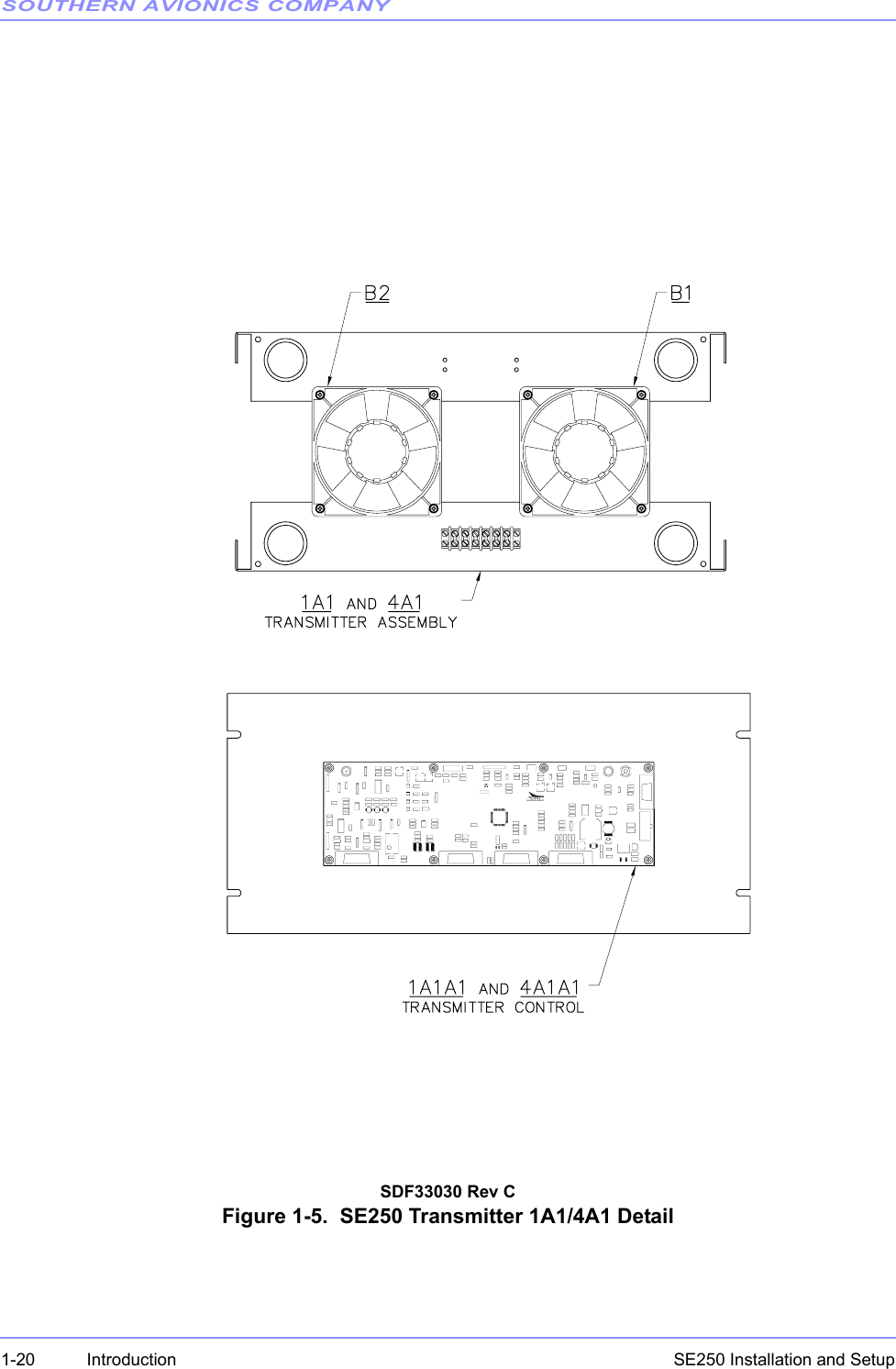 SOUTHERN AVIONICS COMPANYSE250 Installation and Setup1-20 IntroductionSDF33030 Rev CFigure 1-5.  SE250 Transmitter 1A1/4A1 Detail 